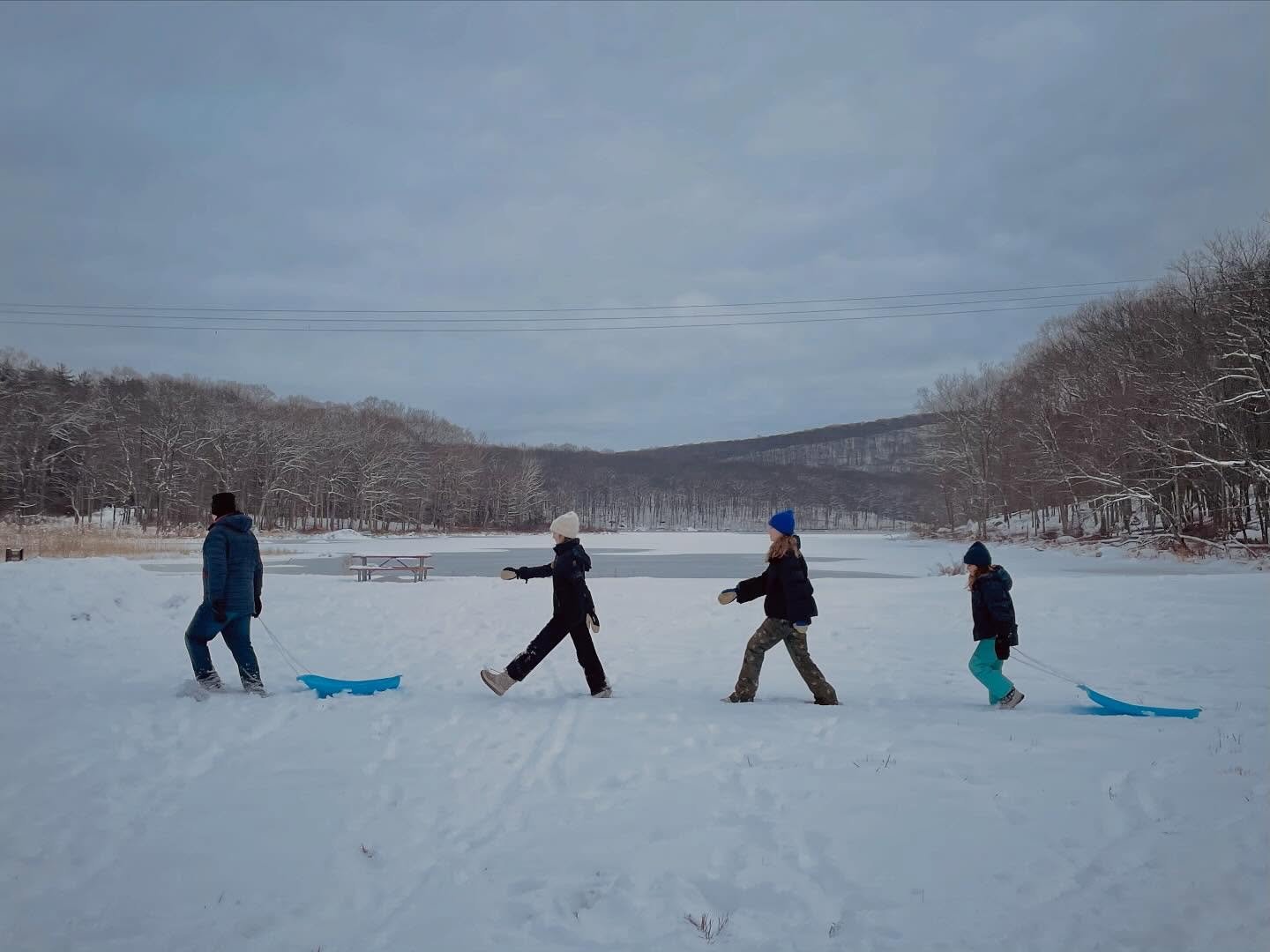 Accidentally (not accidental) Wes Anderson. We discovered a new-to-us abandoned ski area up near Bear Mountain which is fantastic for sledding. 
A few highlights from a lovely Christmas season. 
Fondue and skating with friends, a wonderful visit by m