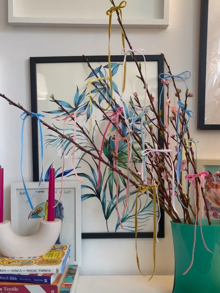 Went to the garment district to buy white ribbon (amongst other things) and came home with a rainbow of velvet. I am who I am 🤷&zwj;♀️

@mjtrimming don&rsquo;t ever close please
#easter #rainbow #maximalist