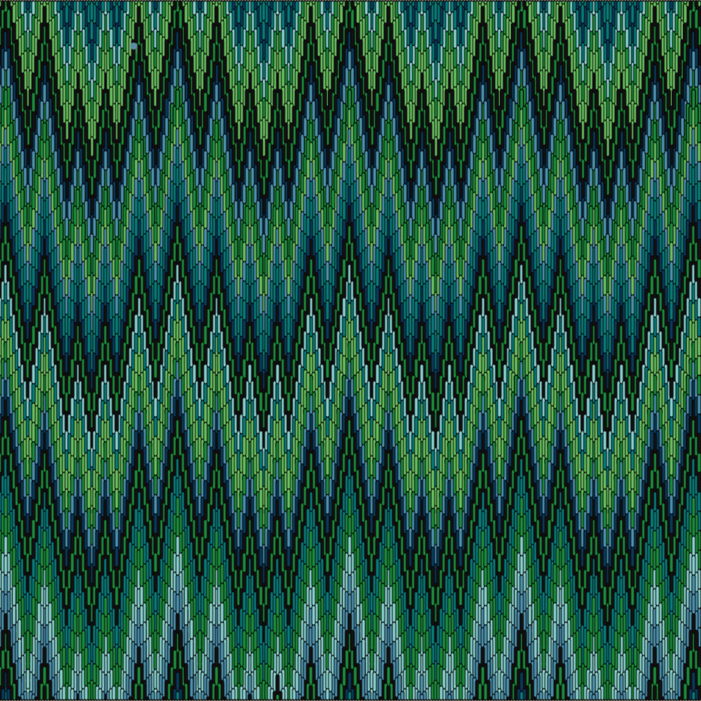 Bargello Flame Needlepoint Pillow in Malachite, By Stephanie Oshva, Little O Clothing NYC