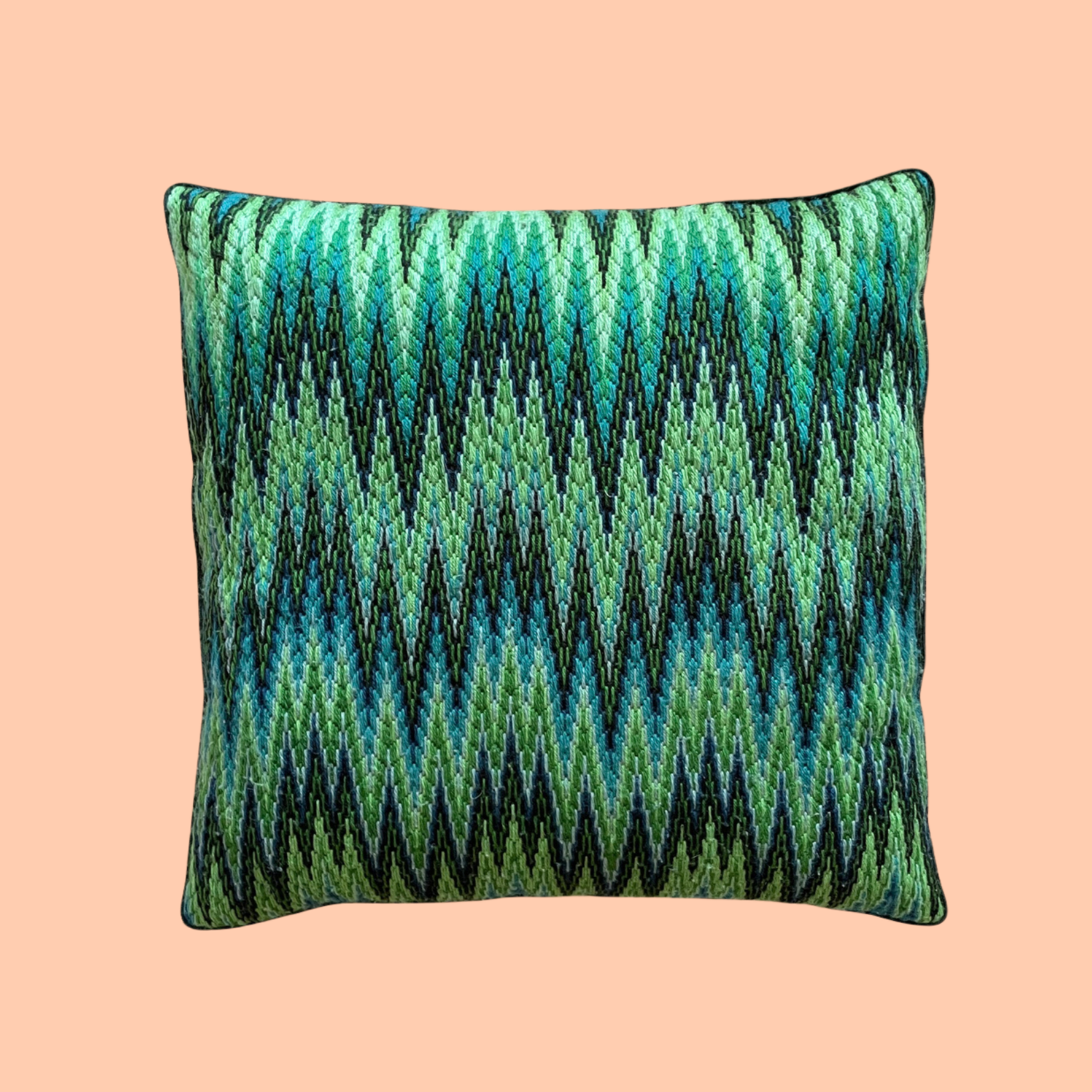 Bargello Flame Pillow (Stitch your own) /Malachite PRE-ORDER