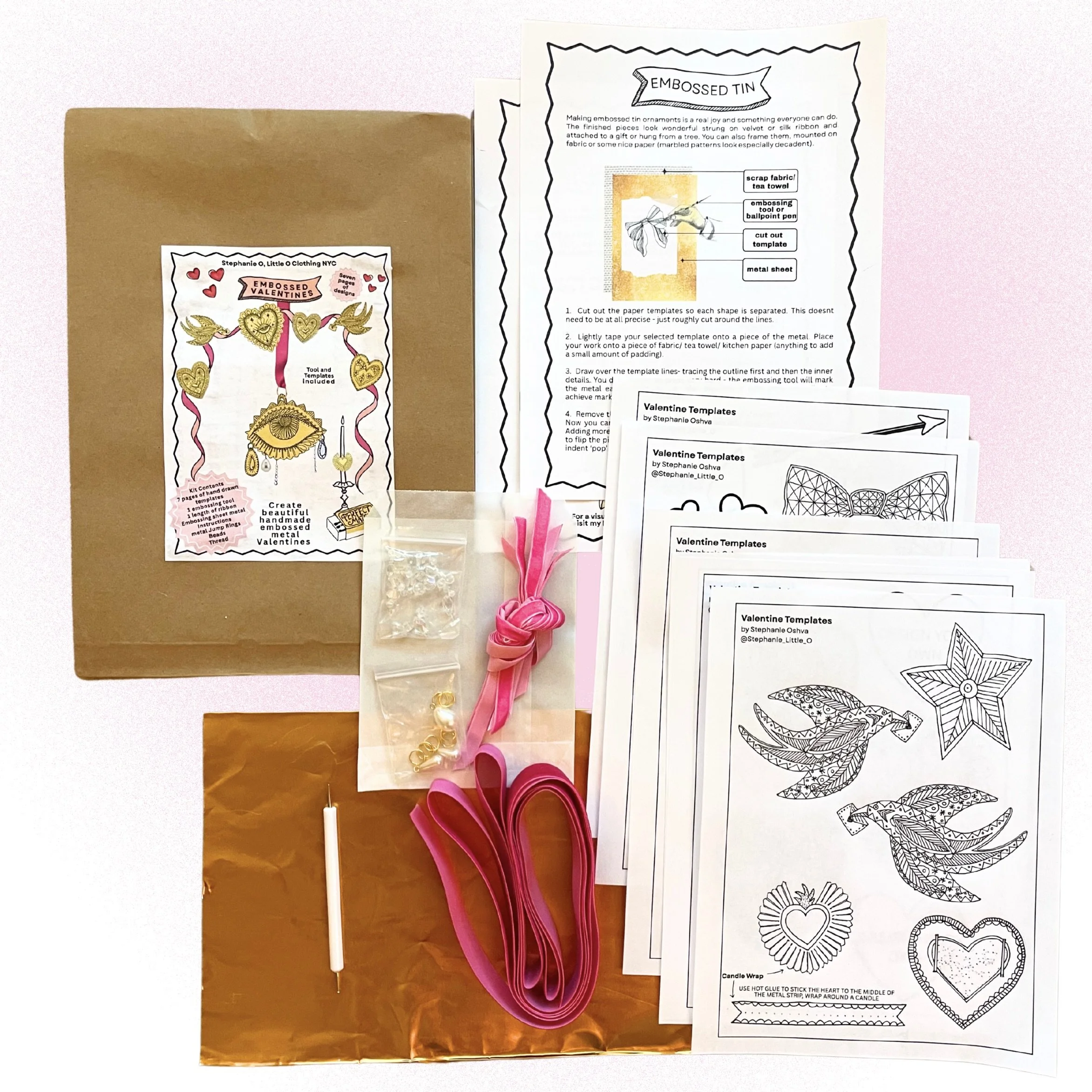 Embossed Valentine Kit Stephanie Oshva Little O Clothing