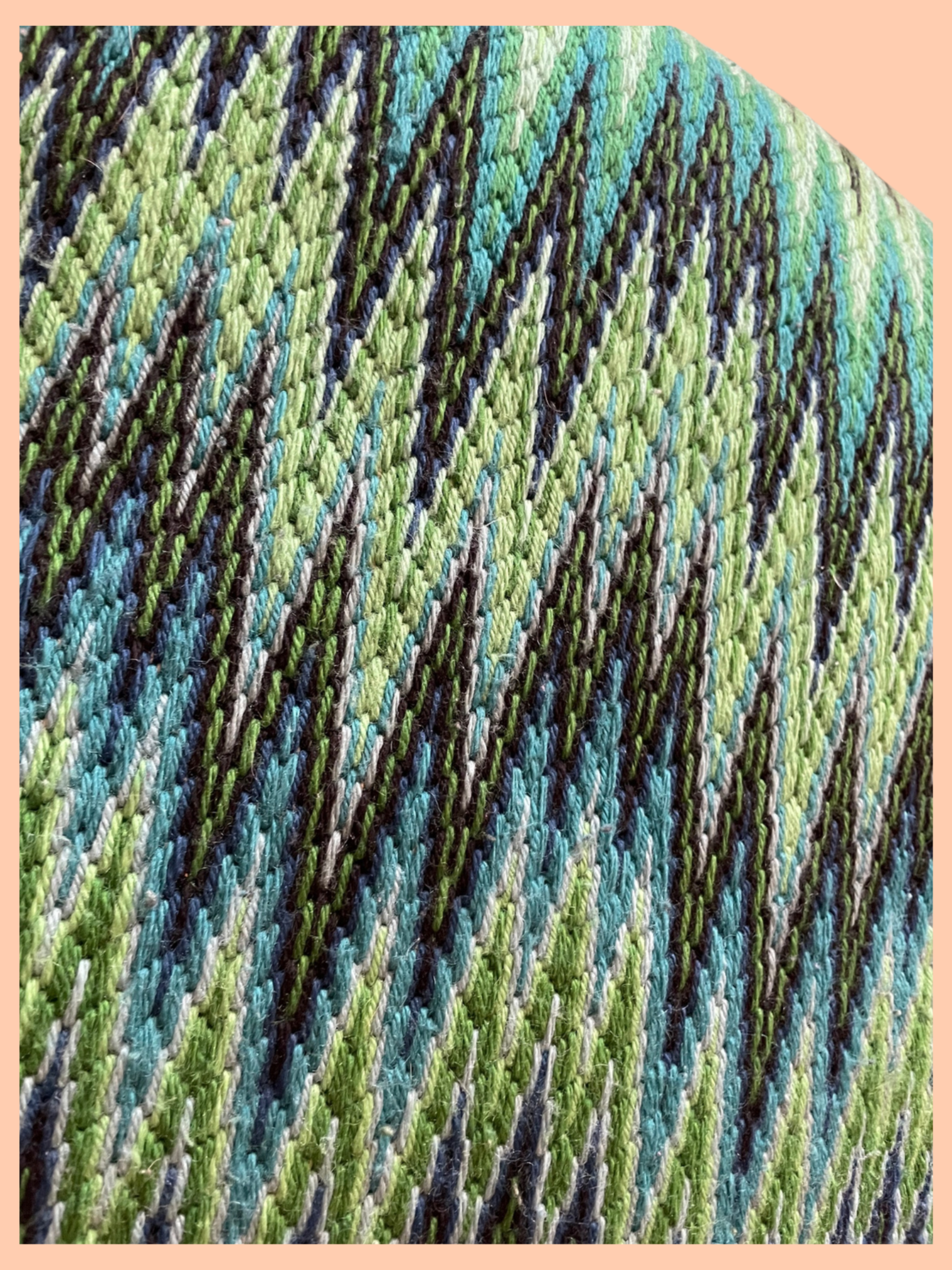 Bargello Flame Pillow, Malachite, Stephanie Oshva, Little O Clothing NYC