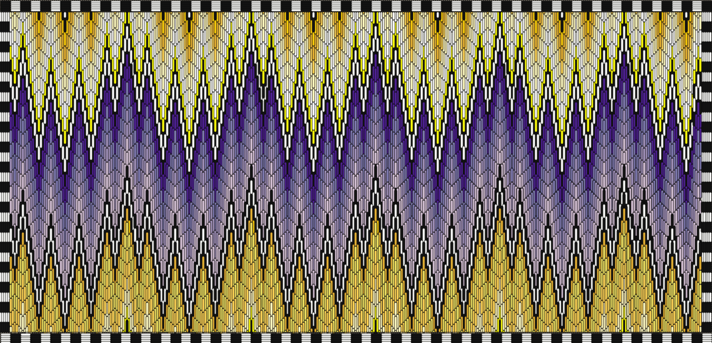 Bargello Flame Lumbar Needlepoint Pillow, Yellow and Purple by Stephanie Oshva, Little O Clothing