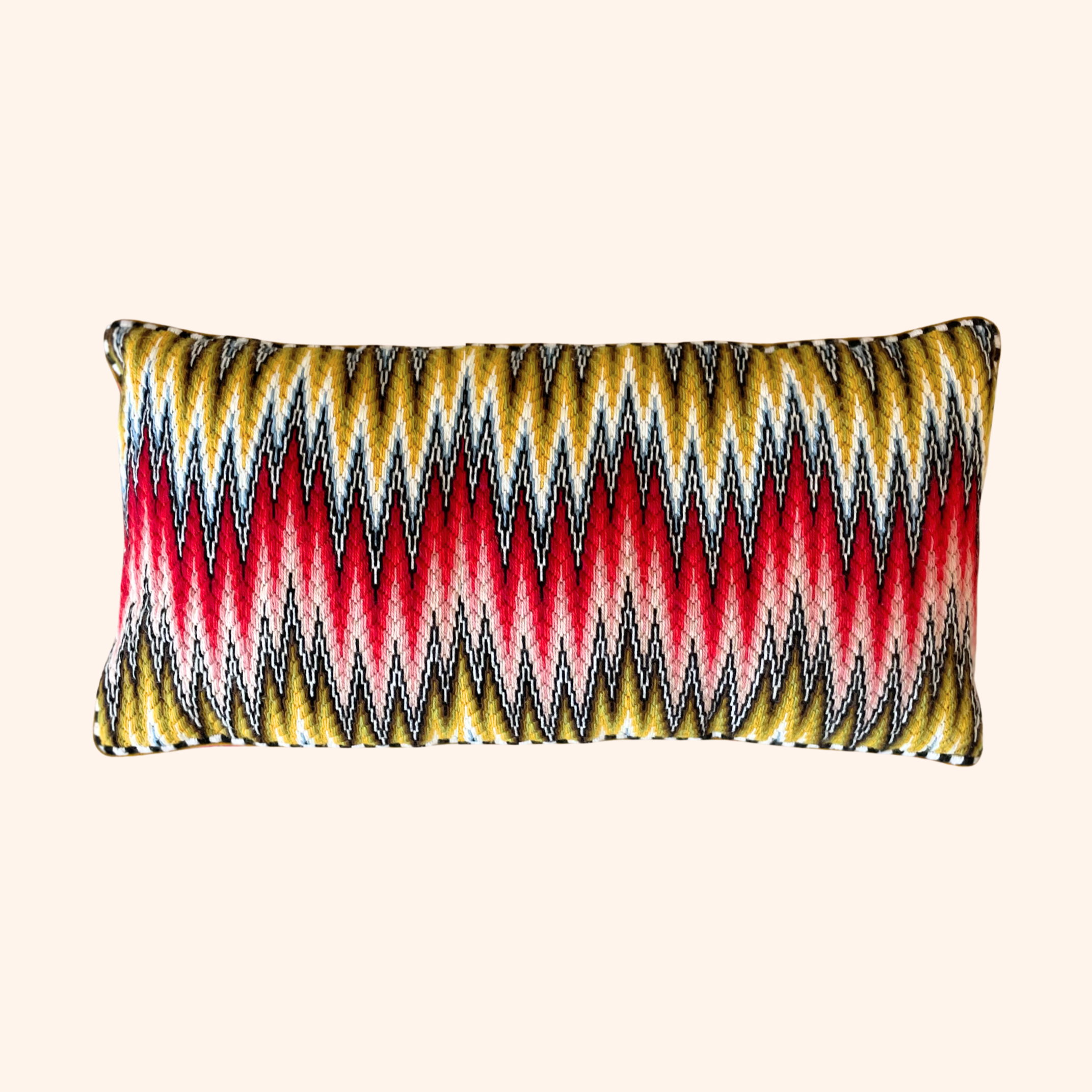 Bargello Flame Chartreuse and Burgundy, Stephanie Oshva for Little O clothing NYC