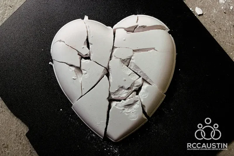 plaster heart broken into pieces