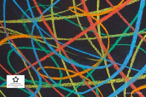 colourful crayon lines on black paper
