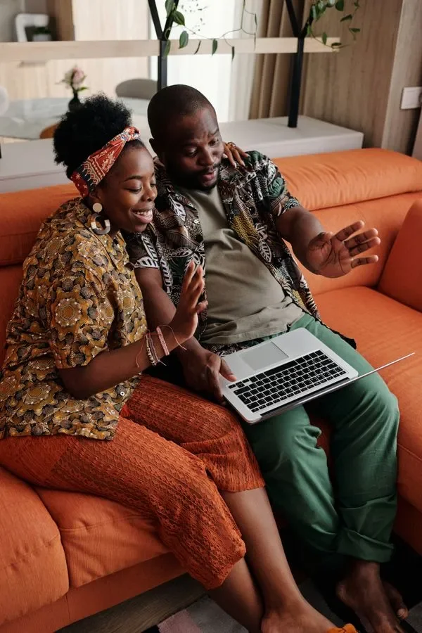 couple smiling on video call