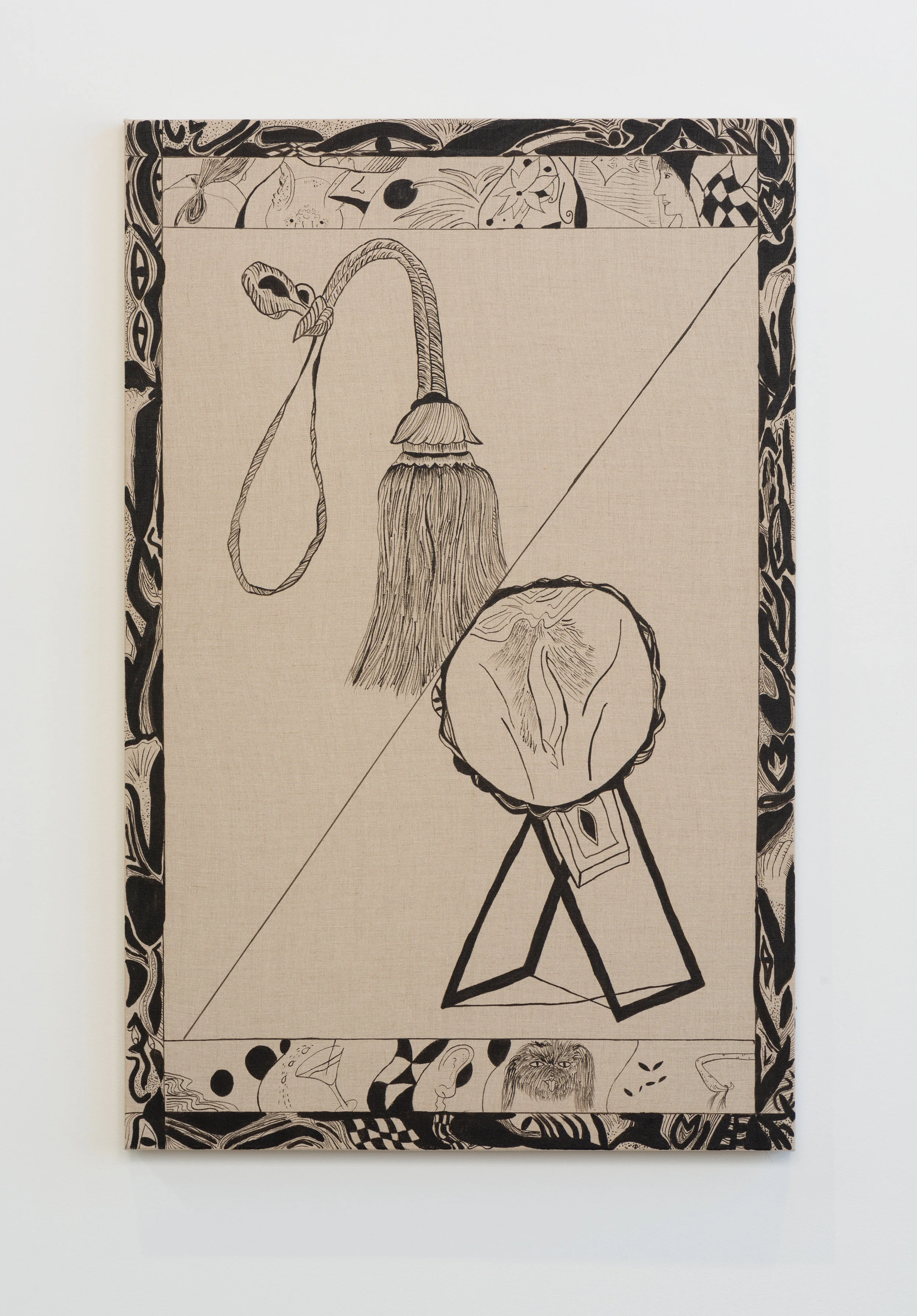 Jamie Felton Tassel and a Mirror 2017 Ink on linen 46 x 30 inches