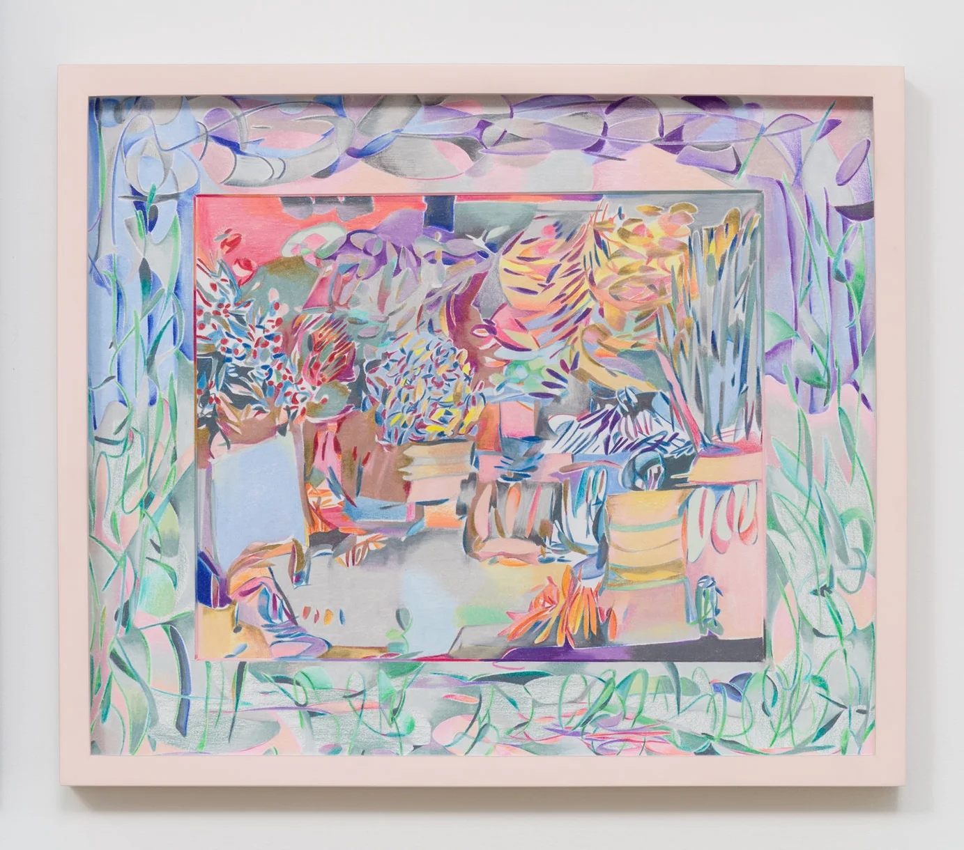 Sarah Ann Weber Tuileries Garden 2016 Prismacolor colored pencils on paper and mat board, artist’s frame 12 x 14 inches