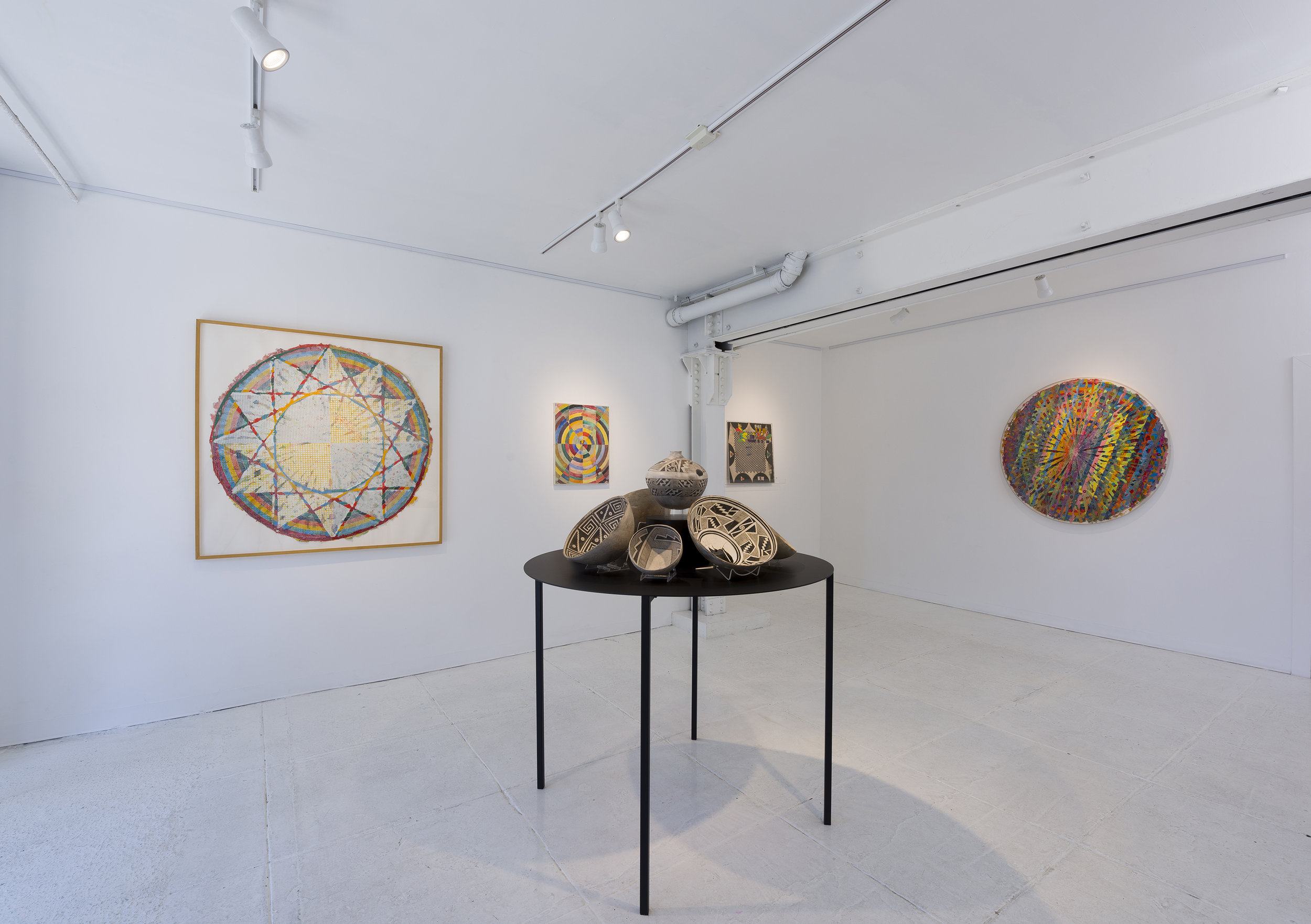  Installation view of  Rupture of Plane: Alan Shields + Mimbres Painted Pottery   September 9 - October 7, 2018  Photo by Ruben Diaz   Link to Exhibition Text  