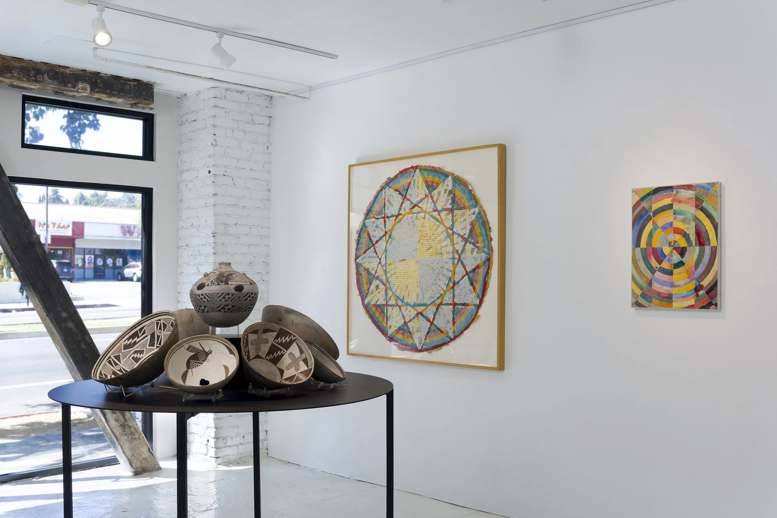 Installation view of Rupture of Plane: Alan Shields + Mimbres Painted Pottery September 9 - October 7, 2018 Photo by Ruben Diaz Link to Exhibition Text