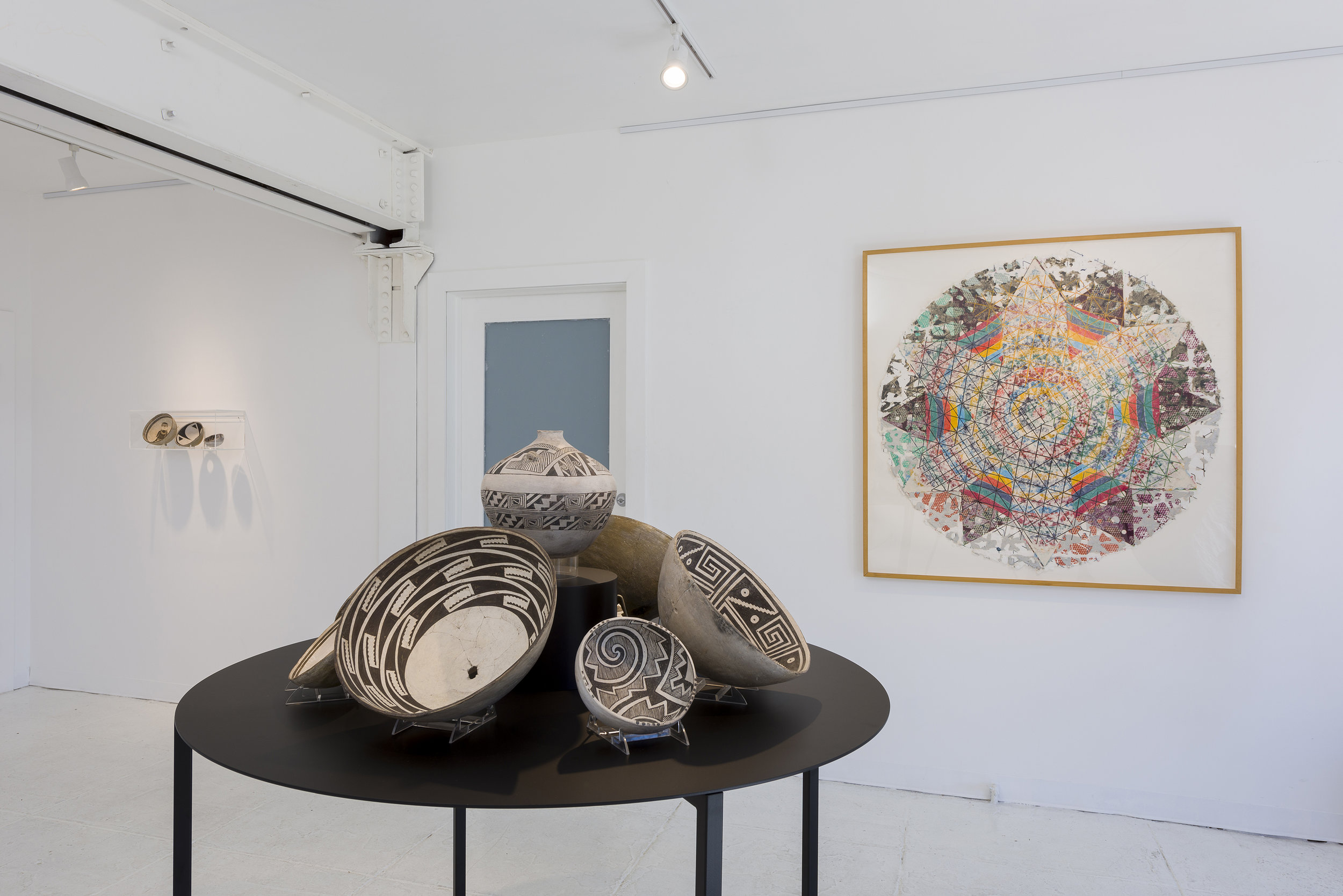  Installation view of  Rupture of Plane: Alan Shields + Mimbres Painted Pottery   September 9 - October 7, 2018  Photo by Ruben Diaz   Link to Exhibition Text  