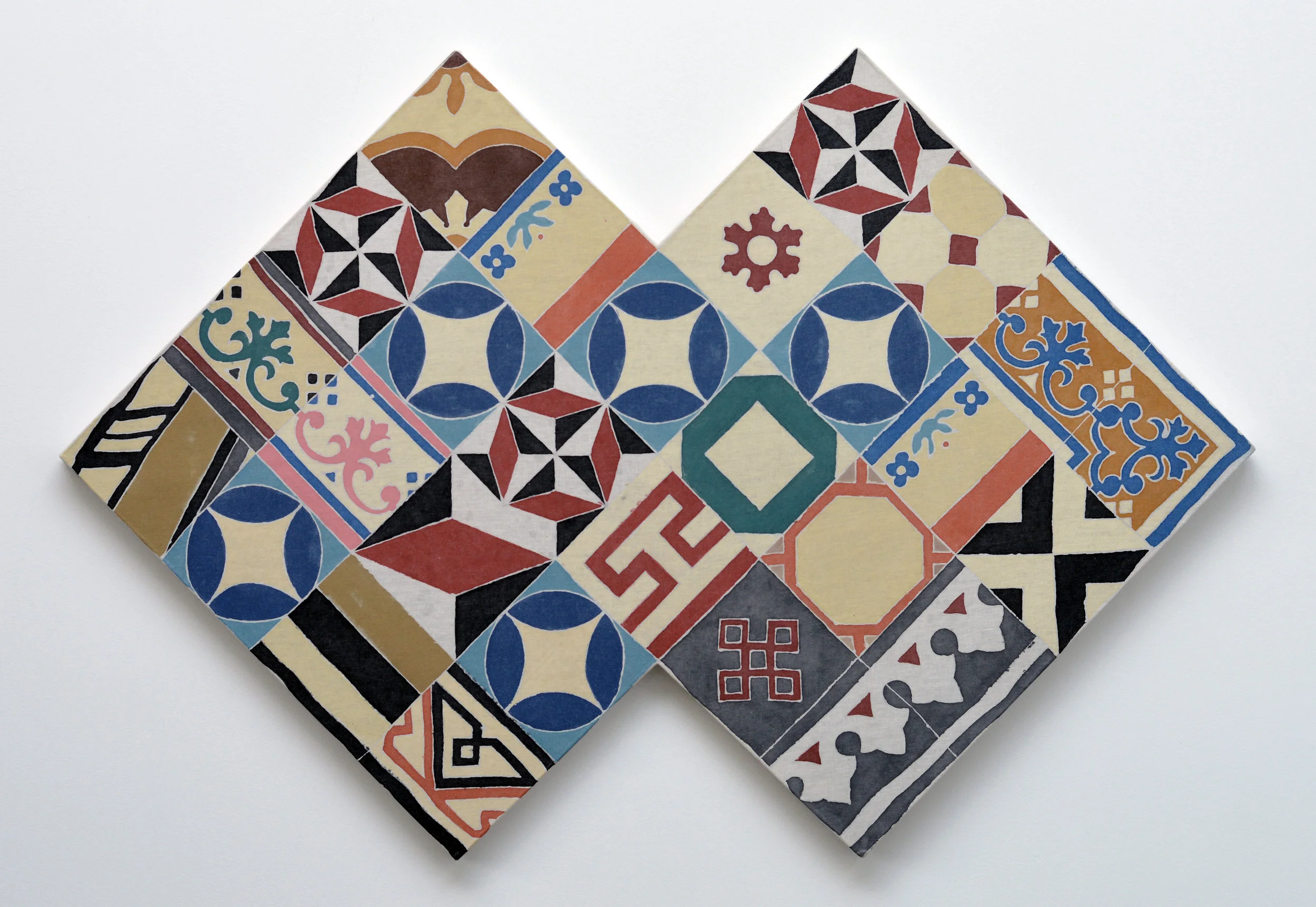 Adam de Boer Tegel Twin 2018 wax-resist acrylic paint and rabbit skin glue on linen 44.75 x 66.25 inches