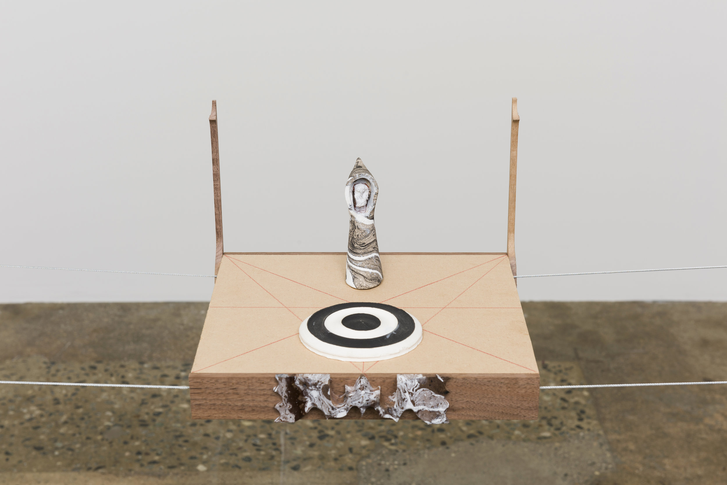   Harry Gould Harvey IV Altar of Agnosia I  2019 MDF, colored pencil, walnut, ceramic, spray paint 8 x 11.5 x 10.5 in 