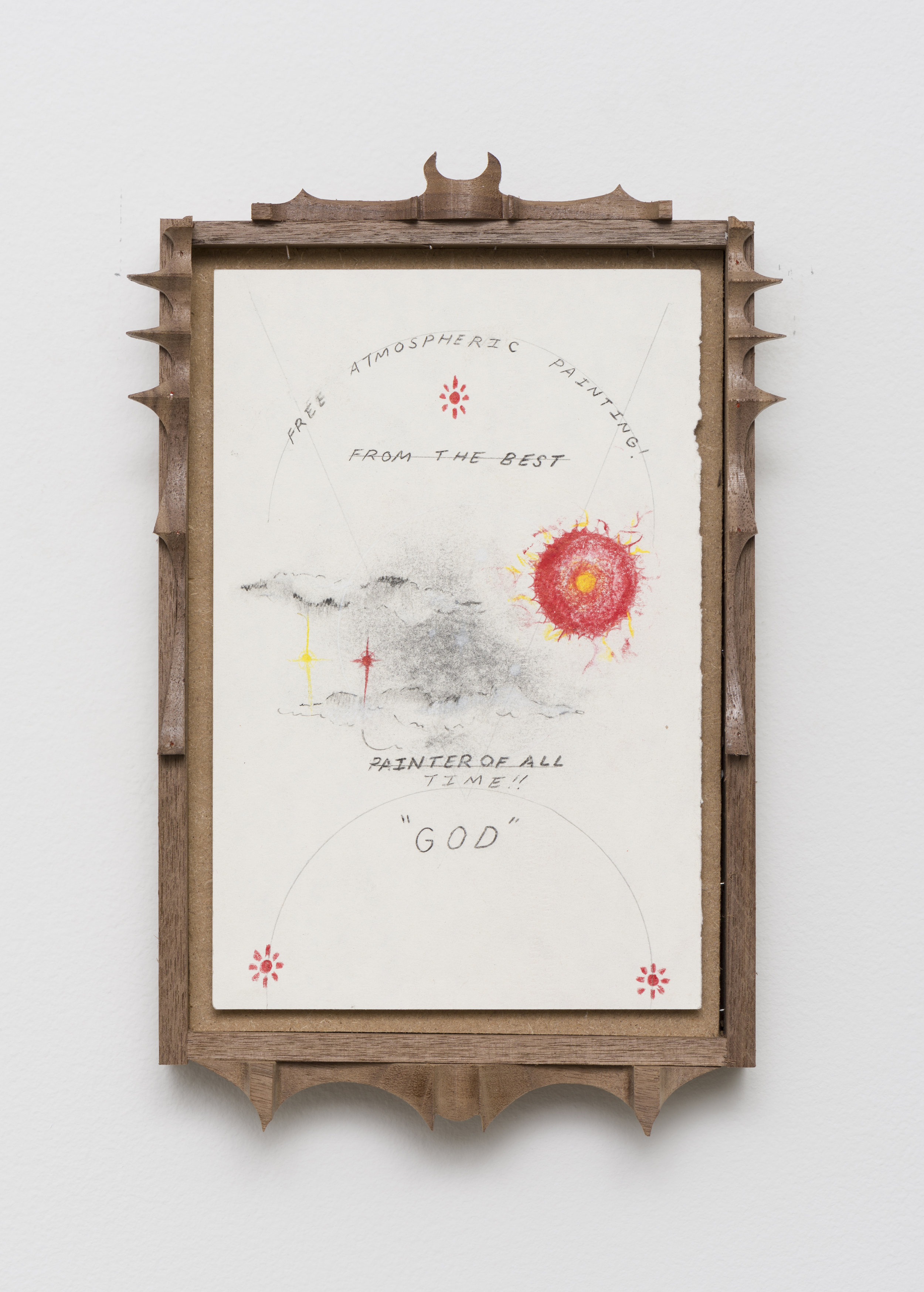   Harry Gould Harvey IV  Look Up! Free Atmospheric Painting   2019 Pencil on paper, carved walnut frame 11 x 6.75 in     