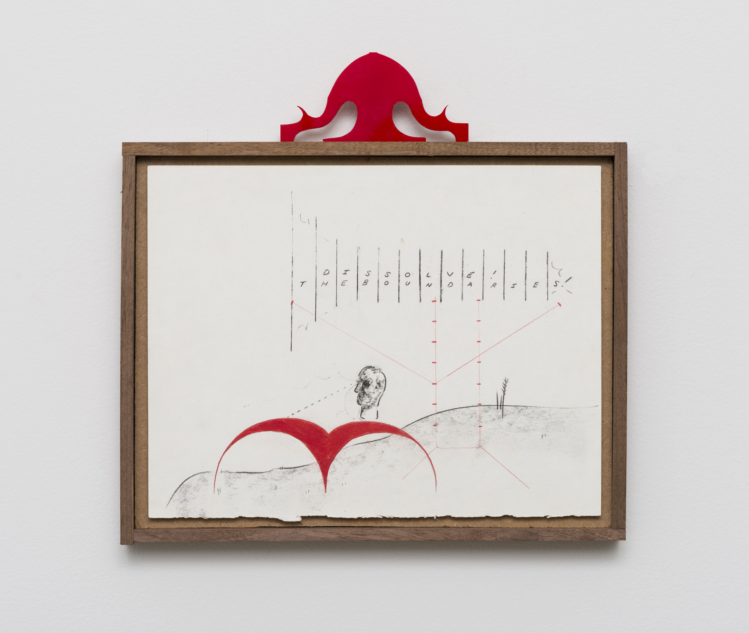   Harry Gould Harvey IV  Boundary Sculpture Garden   2019 Pencil on paper, plastic, walnut frame 12 x 12.25 in 