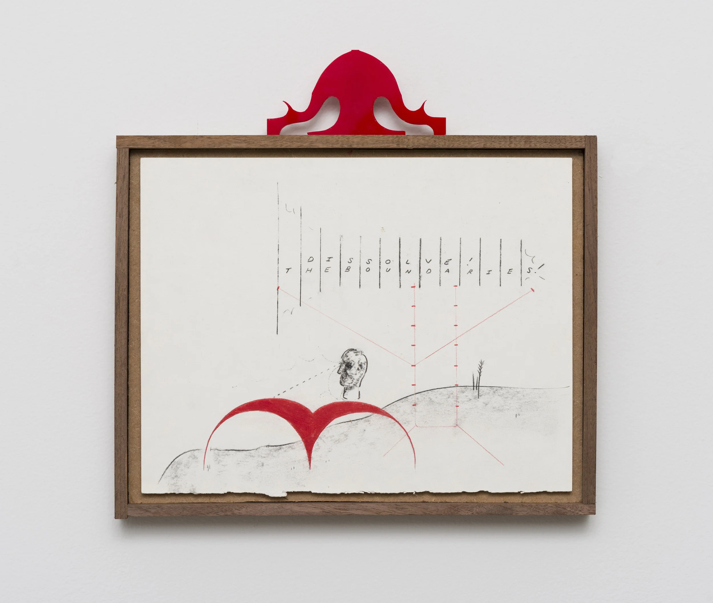 Harry Gould Harvey IV Boundary Sculpture Garden 2019 Pencil on paper, plastic, walnut frame 12 x 12.25 in