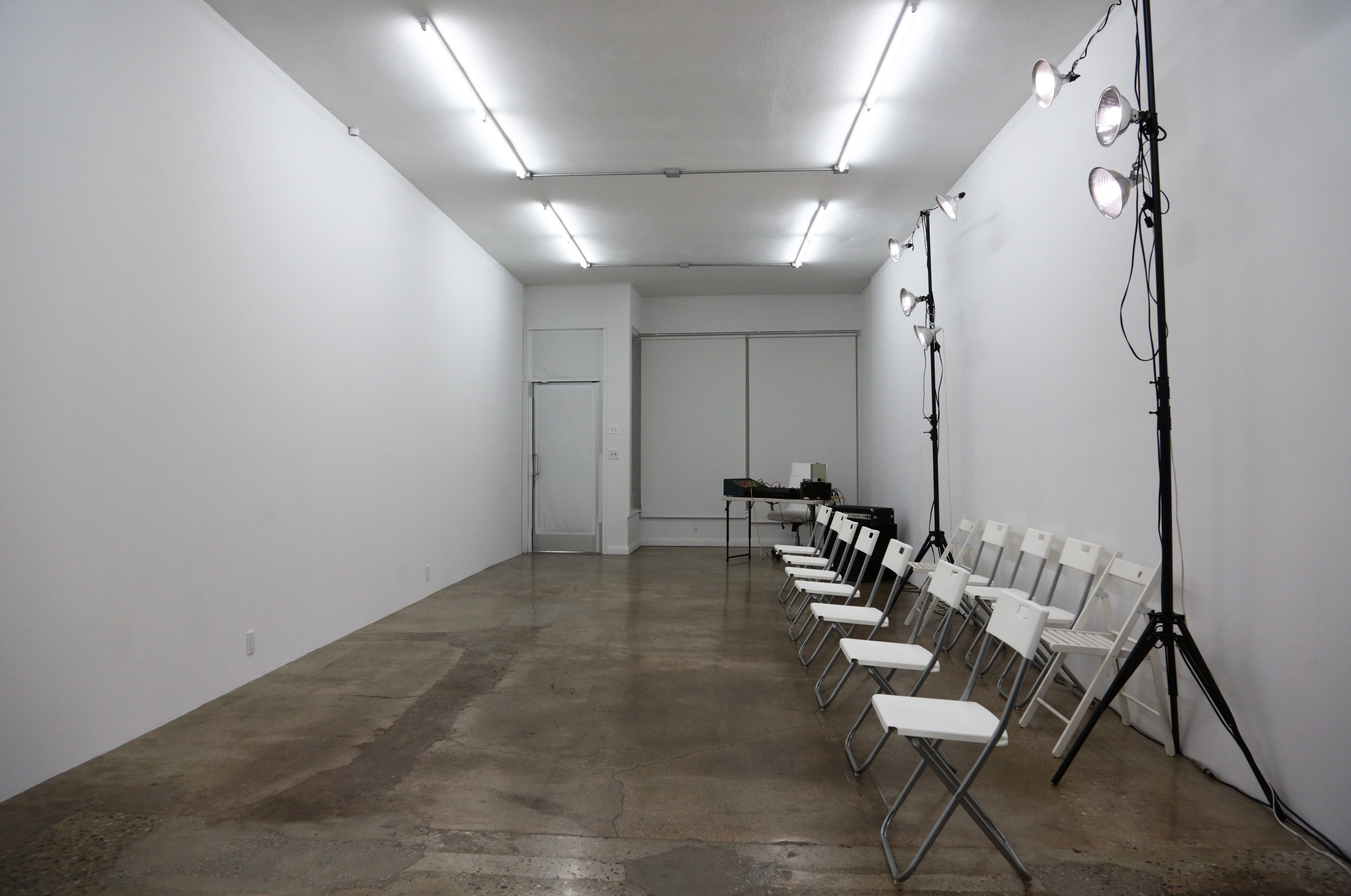 Installation view of Sam Rowell Persistence of Vision: Luminous Flux at the Event Horizon January 18-20, 2019 Link to press release