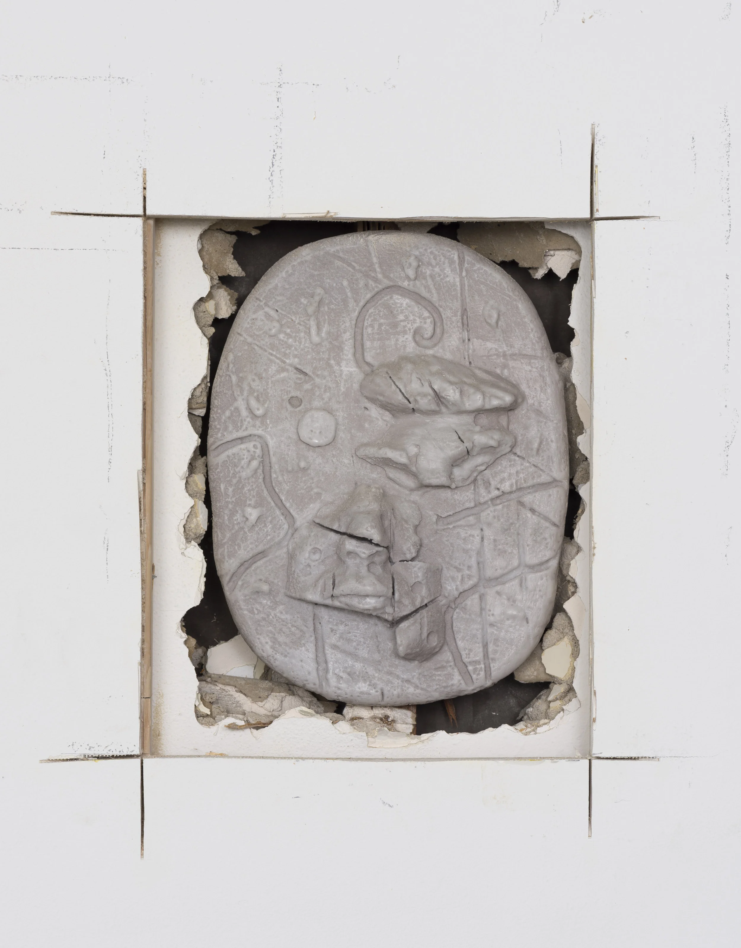 Don Edler The Watcher 2018-2019 Plywood, MDF, foam, plaster, polymer paint, petroleum wax 15 in x 10 in x 2 in Photo by Ruben Diaz