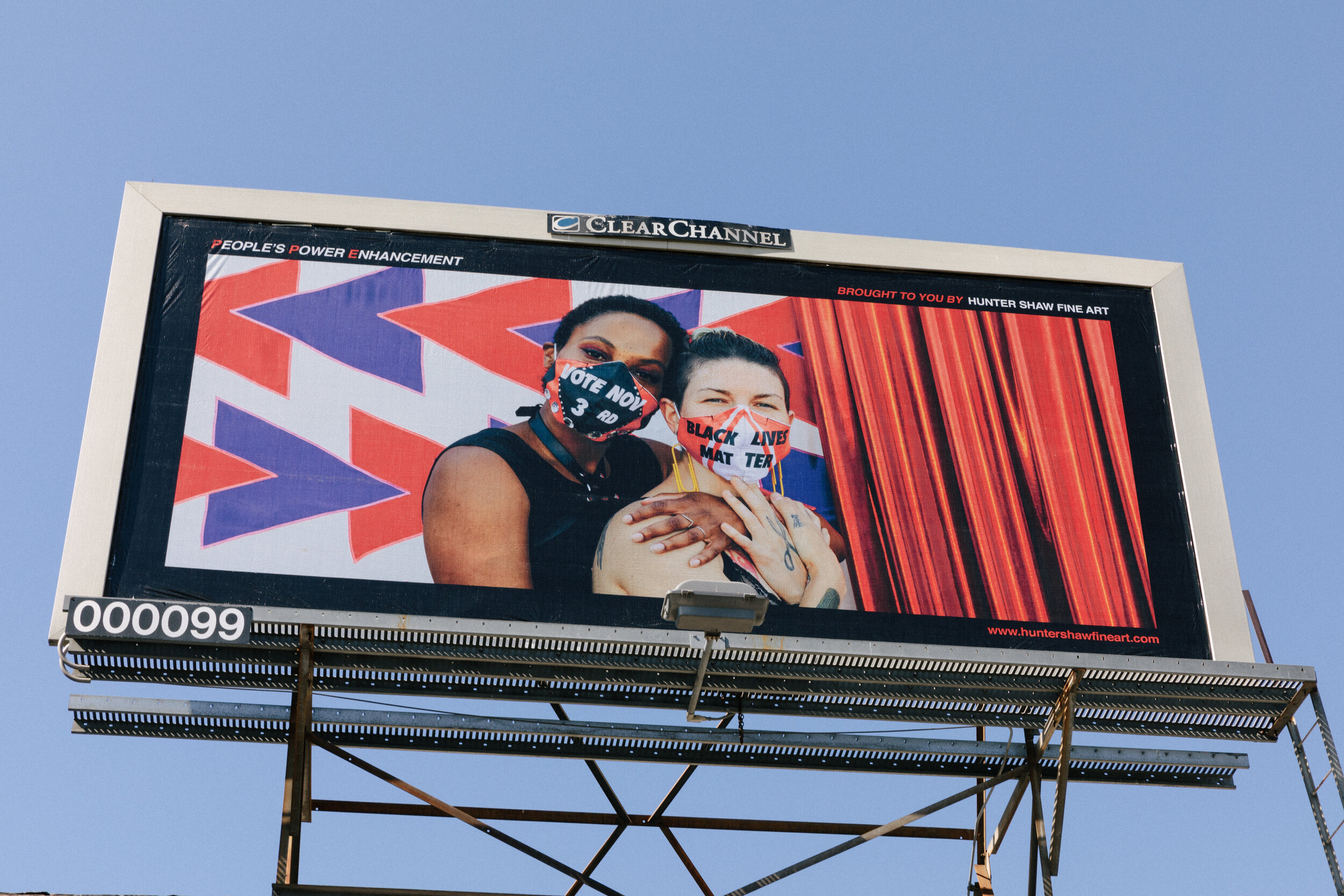   Molly Surazhsky   PPE • People’s Power Enhancement (Billboard 2)  2020 Models featured: Courtney Coles and Tiana Brinton   Link to press release   Photo by Courtney Coles 