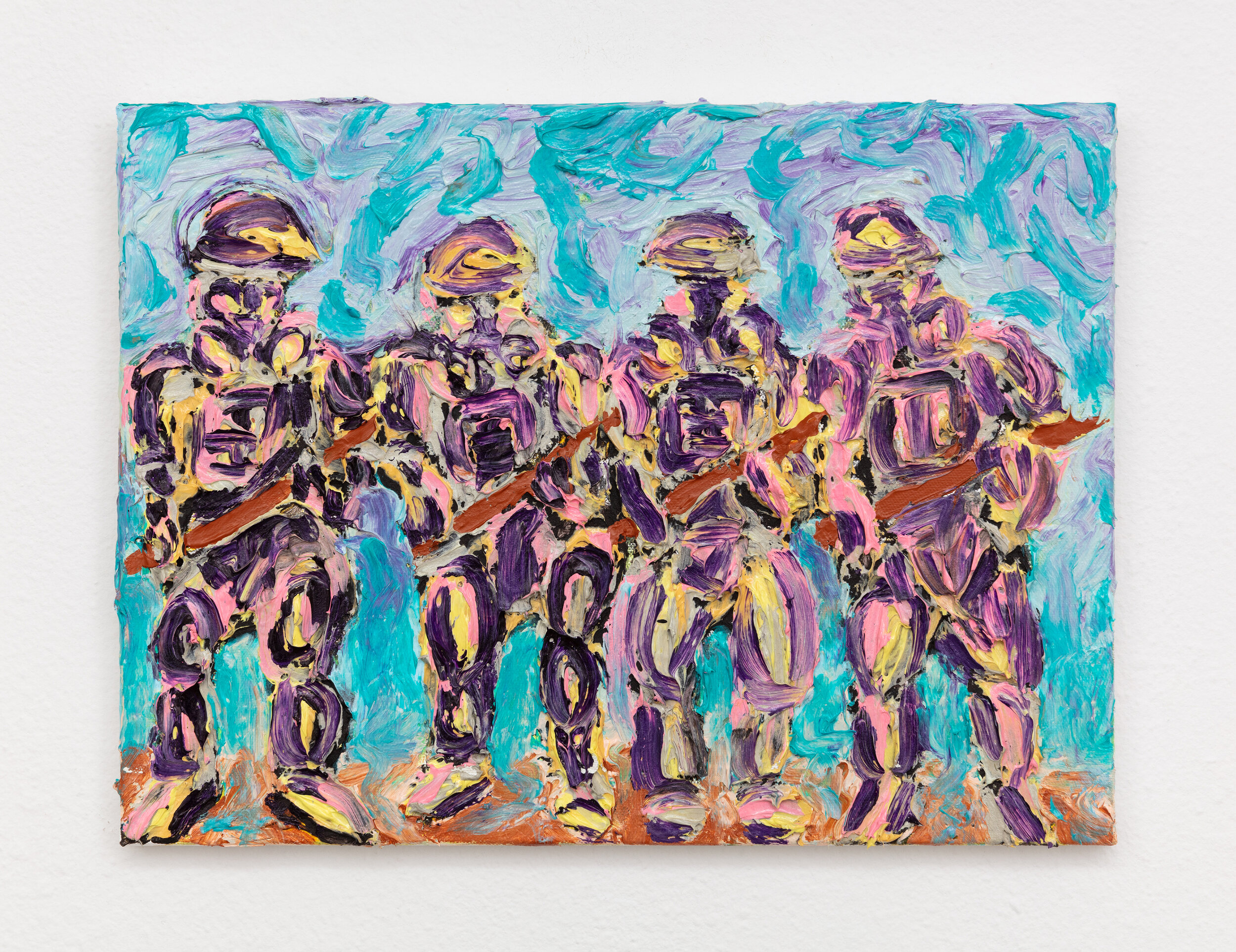   Alex Nguyen-Vo   Officers Emerging From Tear Gas  July 2018 Acrylic on canvas 8 x 10 inches 