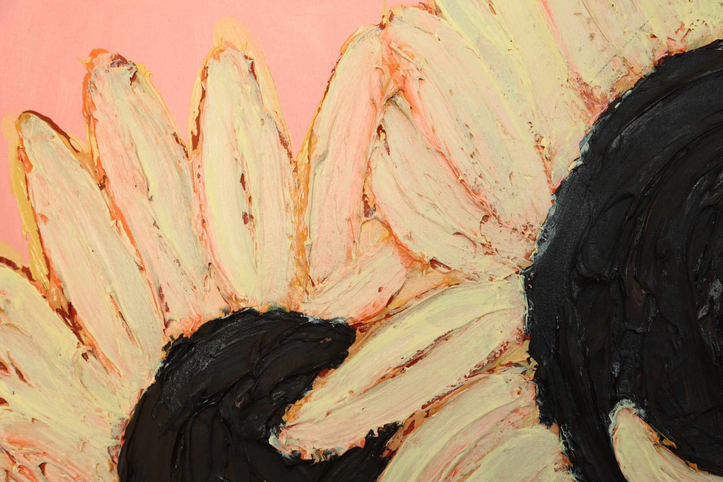  Detail view of:   Alex Nguyen-Vo   Three Sunflowers, May-June  May 2020 Acrylic on canvas  24 x 30 inches 