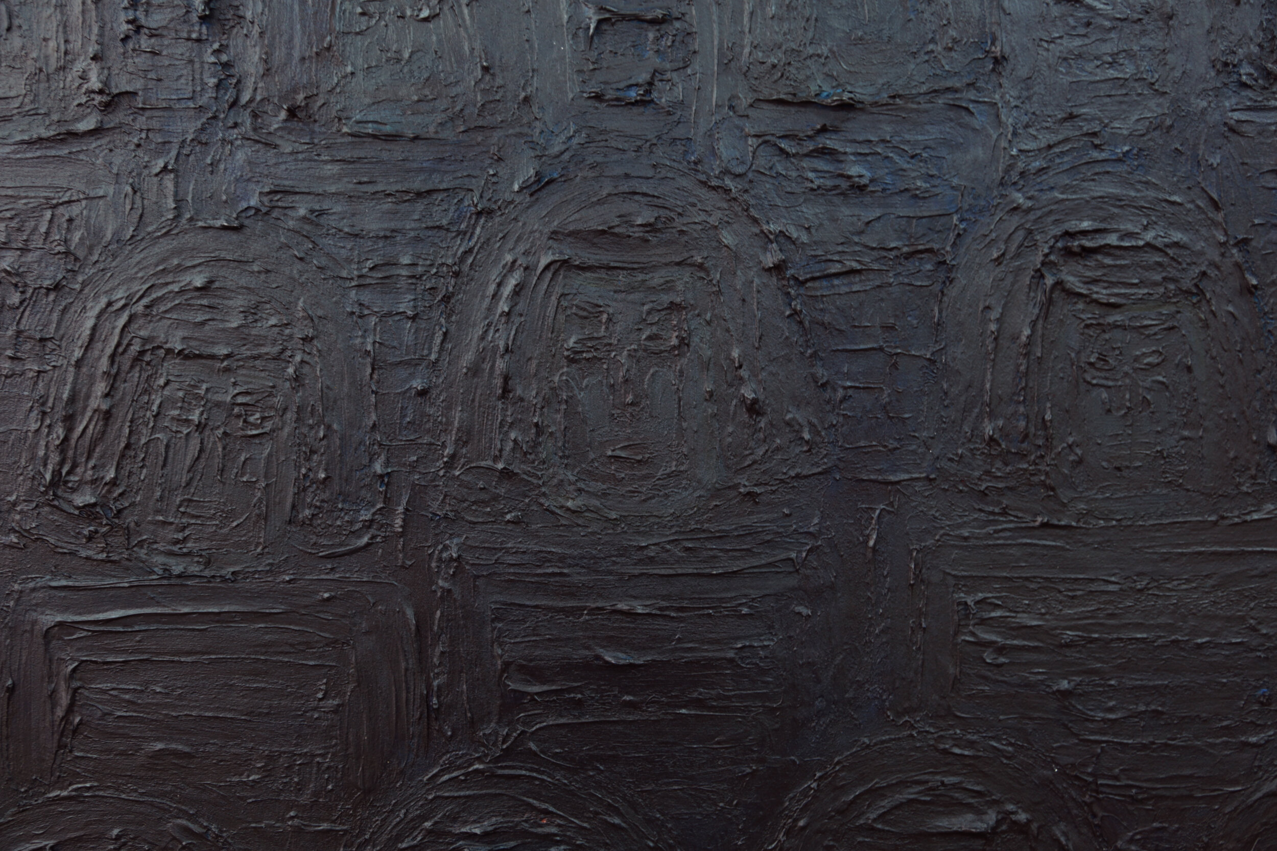  Detail view of:   Alex Nguyen-Vo   Riot Officers Waiting in The Dark, August-Sept 2019  August - September 2019 Acrylic on canvas 36 x 48 inches 