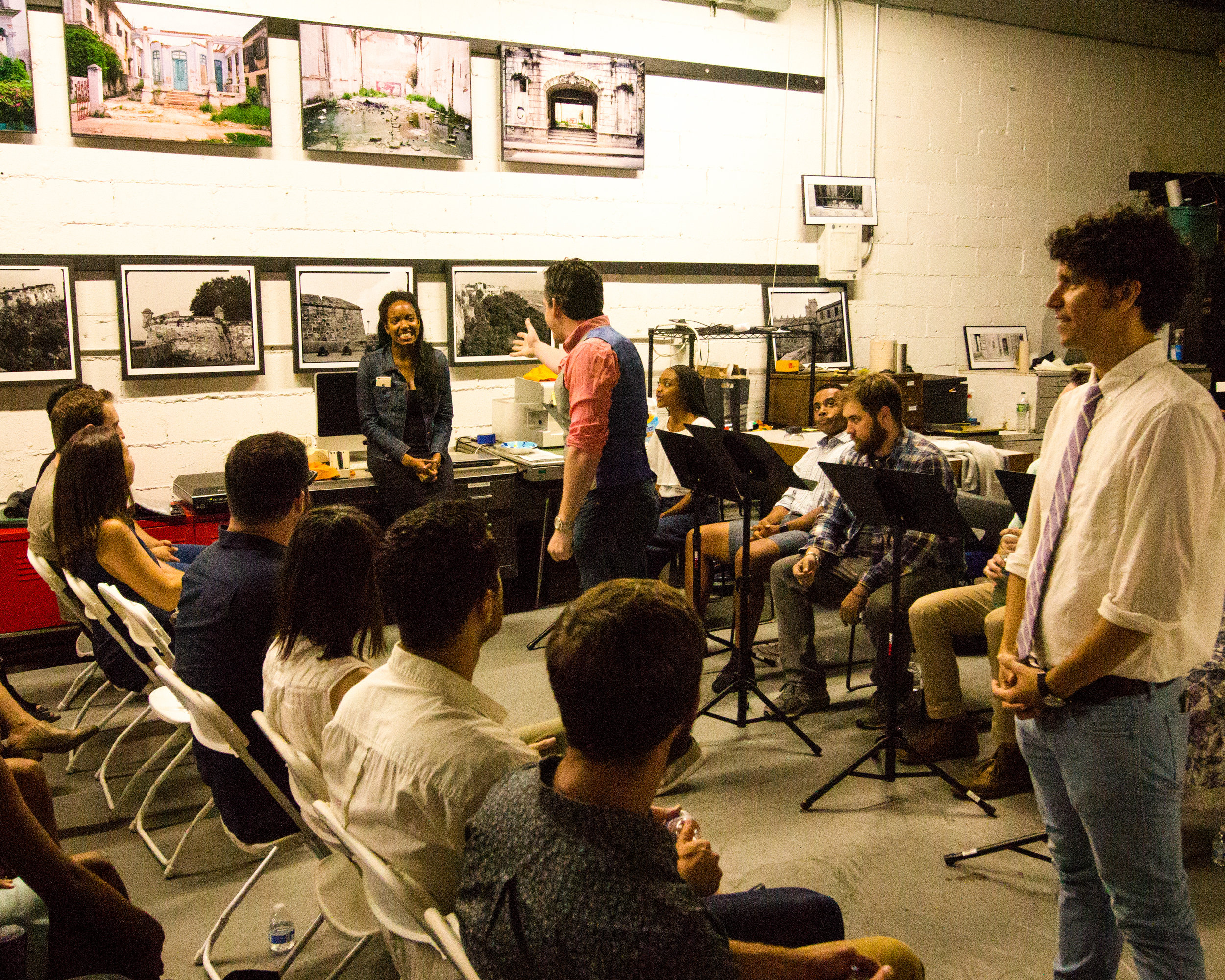  Co-Artistic Directors Craig Wesley Divino and Aaron Rossini introduce director Whitney White.&nbsp;Photo by Ben Gougeon. 