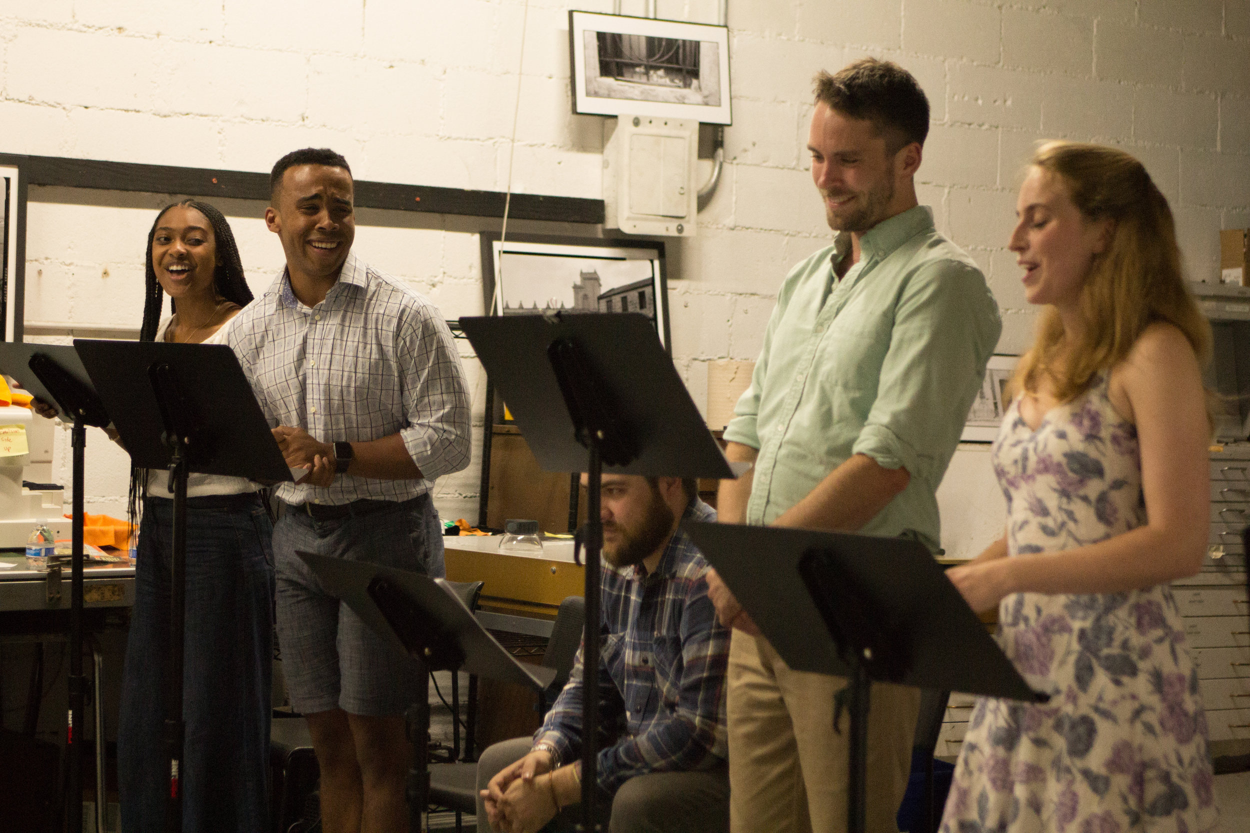  Courtney Gabrielle Williams,&nbsp;Ralph Adriel Johnson, Nate Miller,&nbsp;Matthew Russell, and Lucy Van Atta.&nbsp;Photo by Ben Gougeon. 