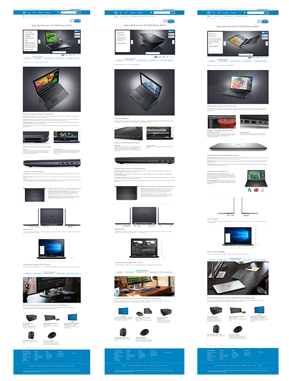 Product detail pages. Program: Photoshop