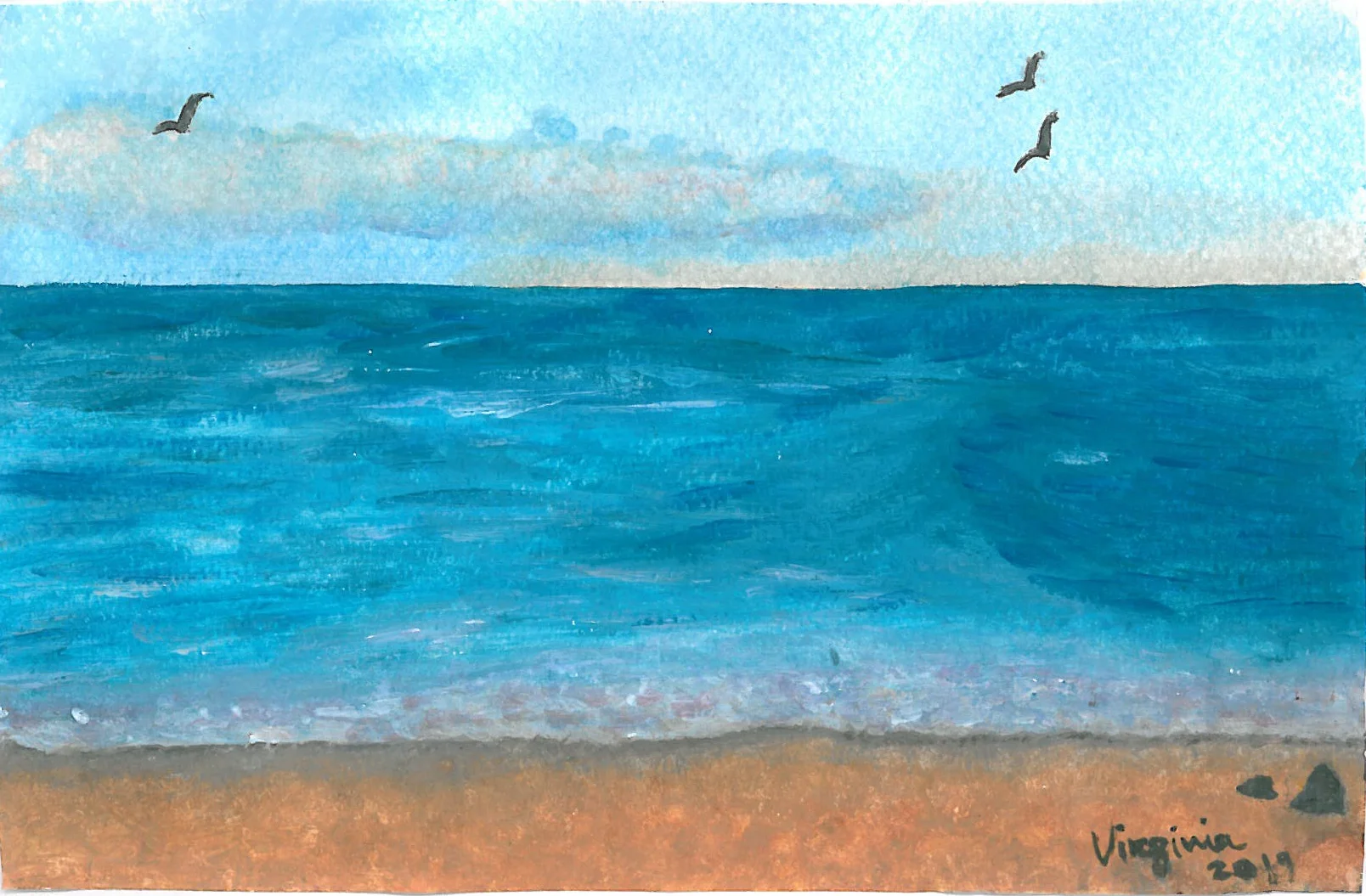 The sea in Barceloneta Acrylic painting, January 2019