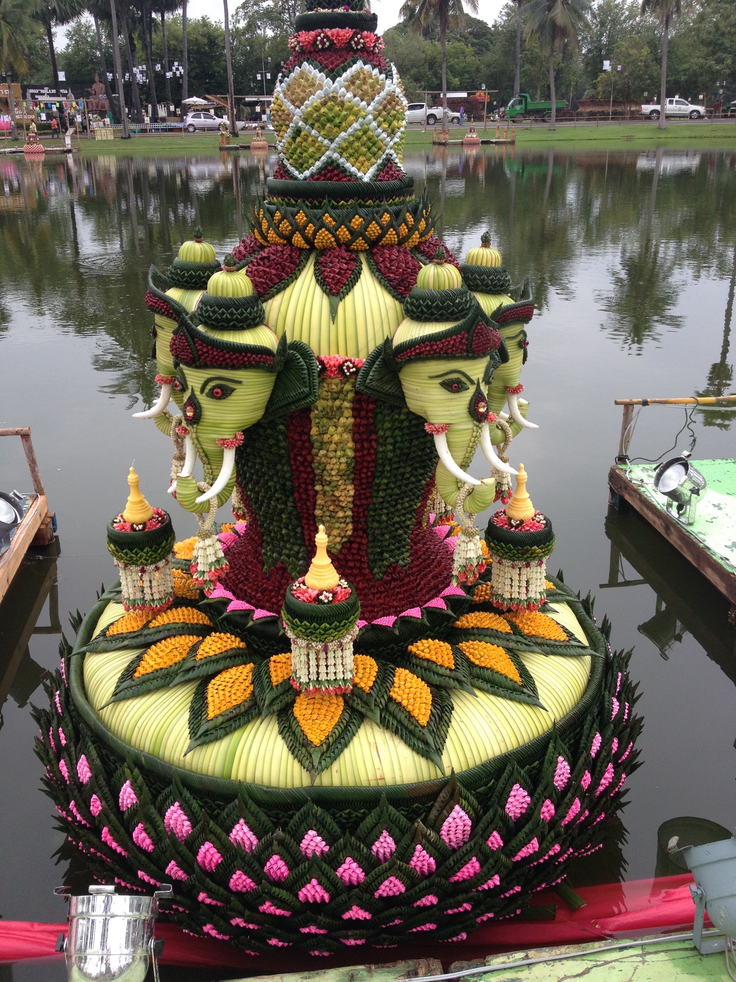 One of the krathongs. These are banana leaf floats that are set off into the water with lit candles and incense. You make your wishes, ask for forgiveness, and send it and all the bad karma off down the river.