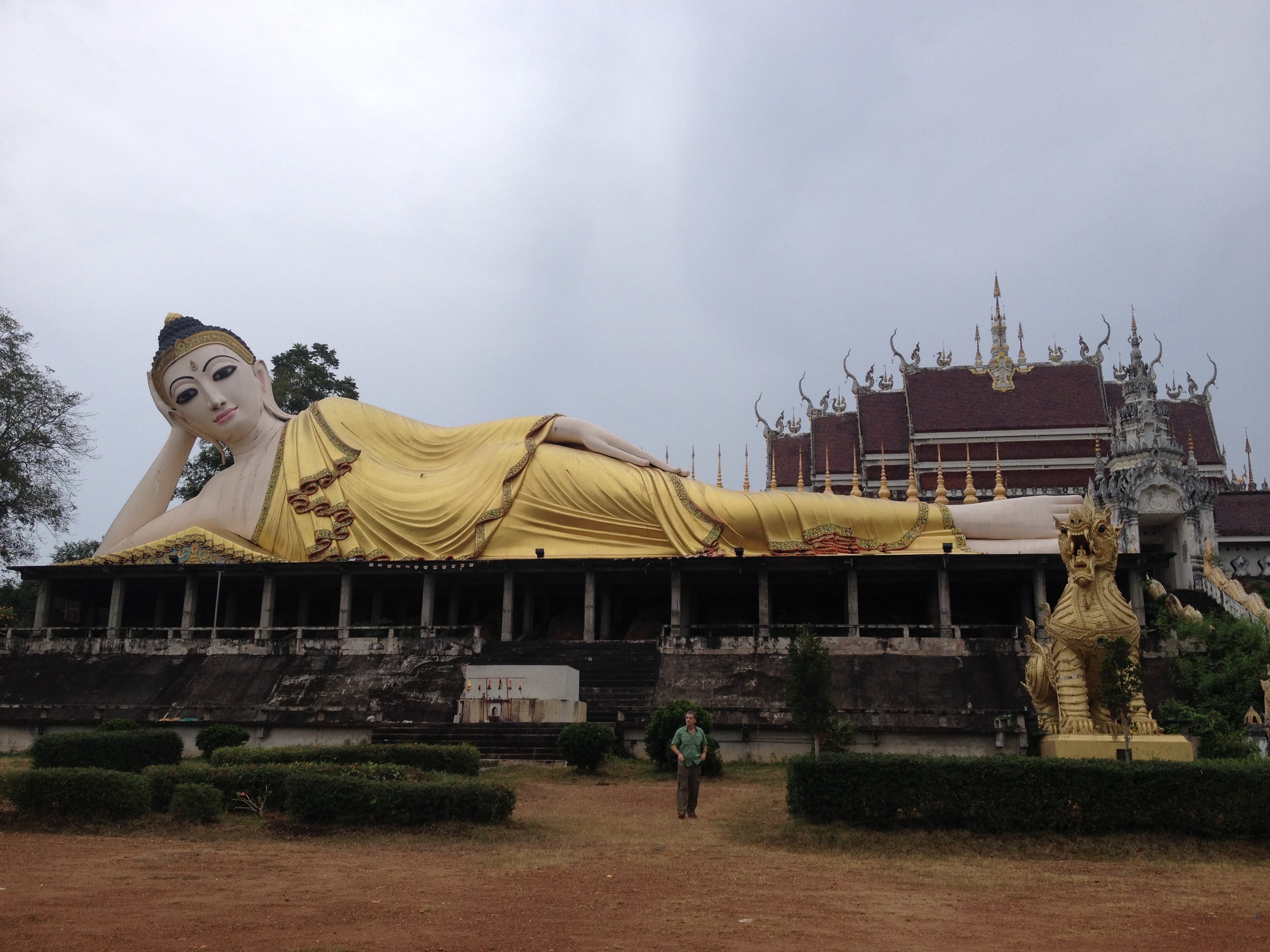 This particular Buddha was at a temple which was pretty much out in the middle of nowhere. It was not possible to fit it all into this photo. See Bill in foreground for a size perspective!