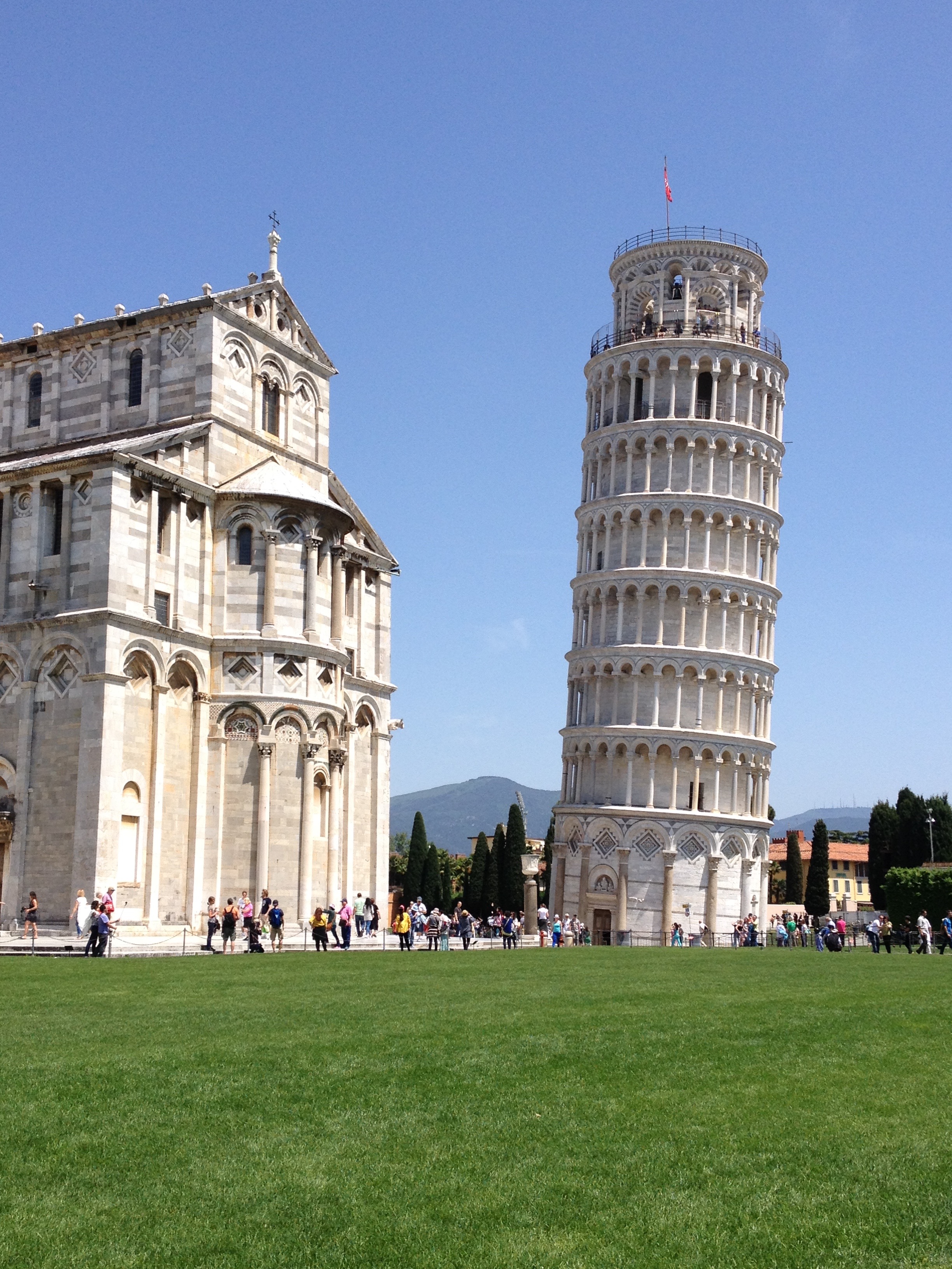 Pisa (duh). Actually my favorite picture is of a row of about a dozen tourists all lined up pretending to be holding up the leaning tower and one actually clever guy standing at an angle which makes him appear to be pushing it down.