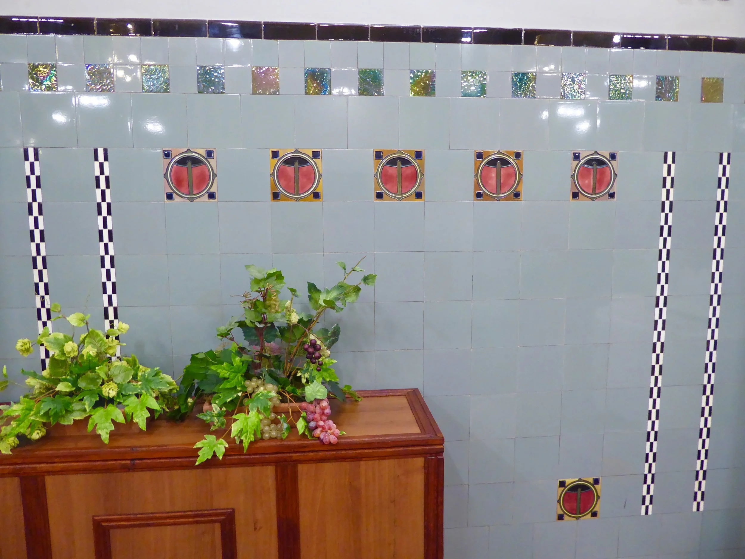 Tile work in the basement of the Municipal House.