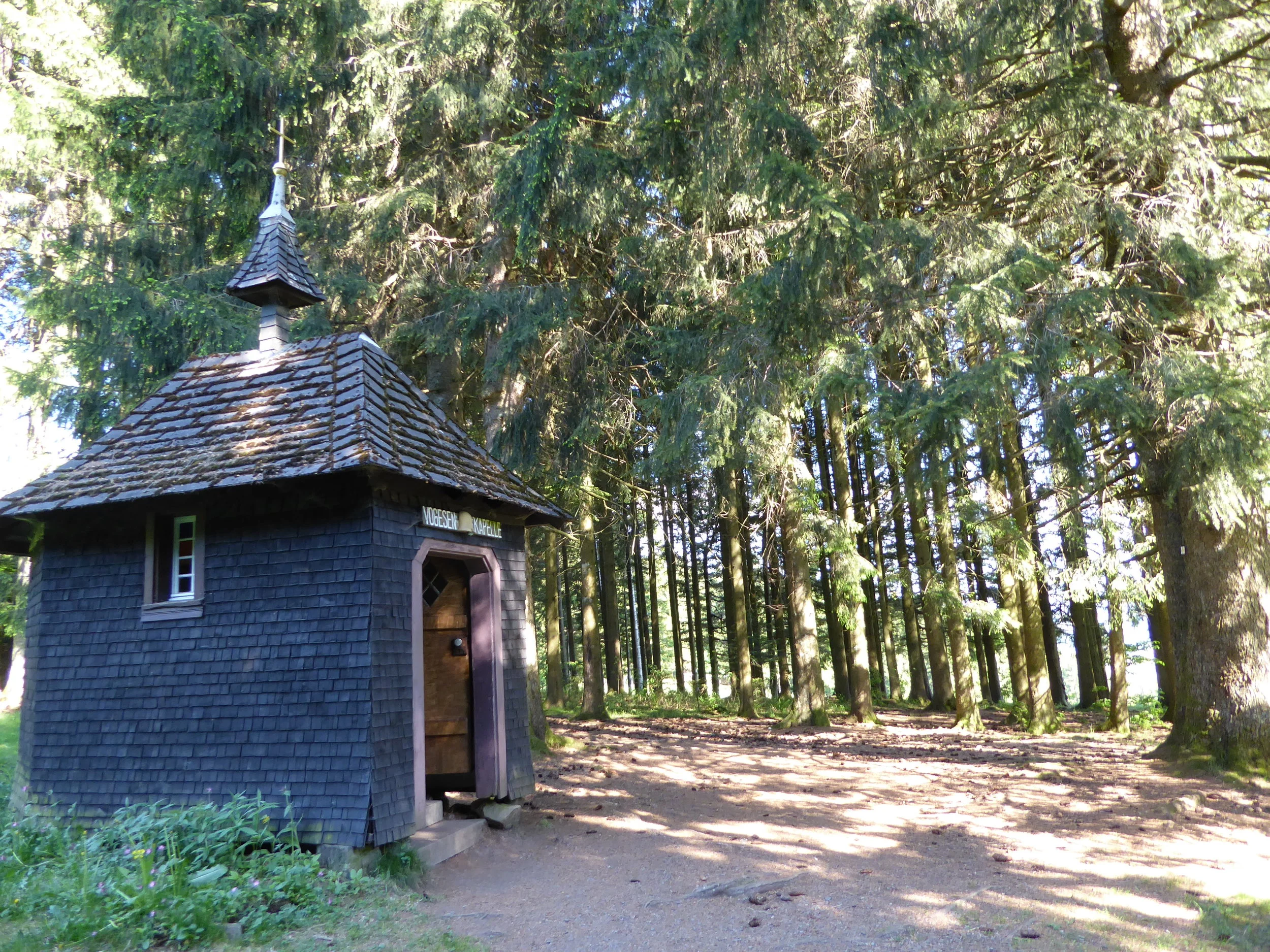A walk through the Black Forest, which isn't particularly dark. The Vogensen Kapelle was built by a World War I soldier who made a pact with God to build a chapel in the forest by his hometown if he survived the war.