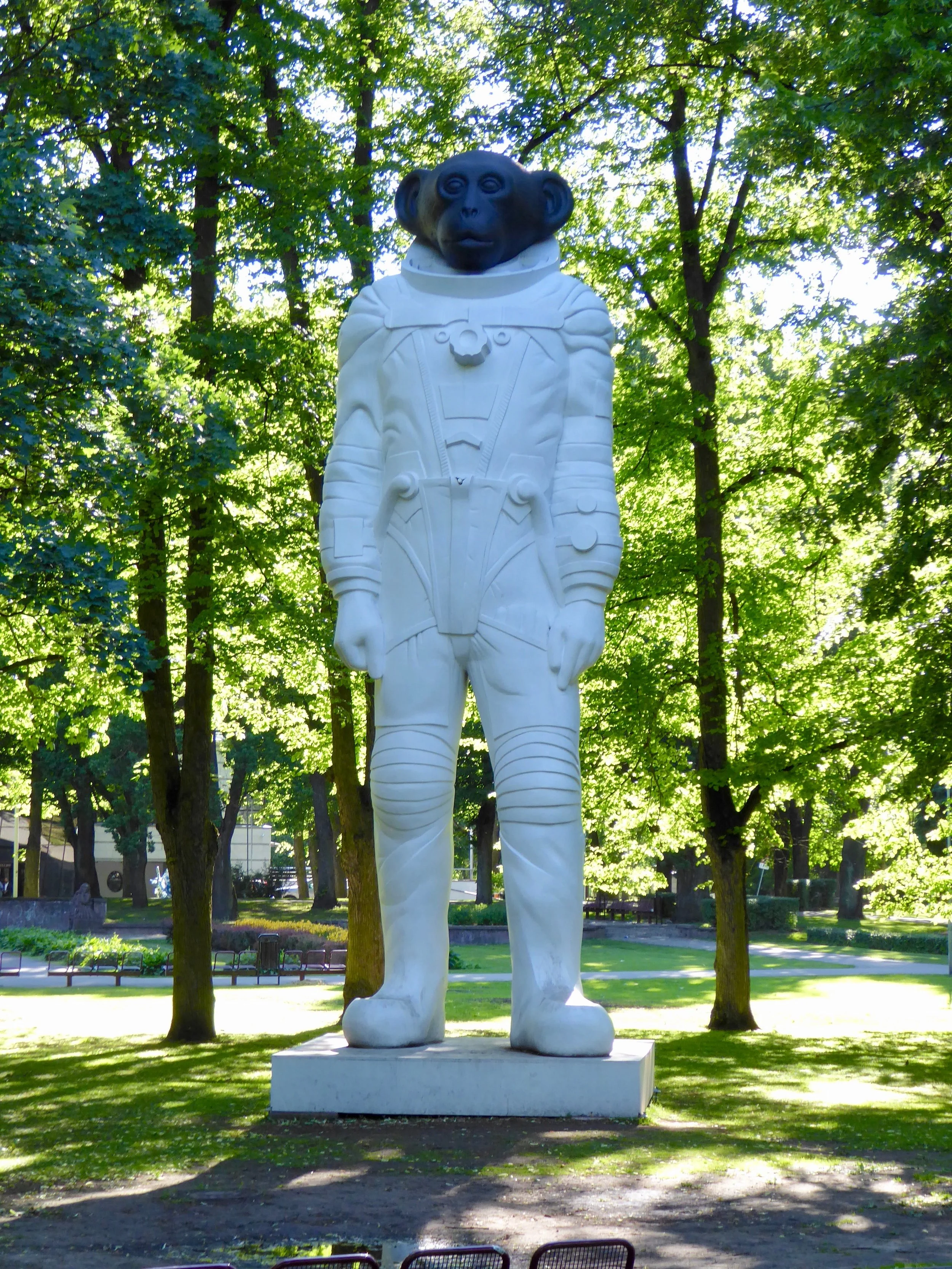 Space monkey greets us on our way into town.
