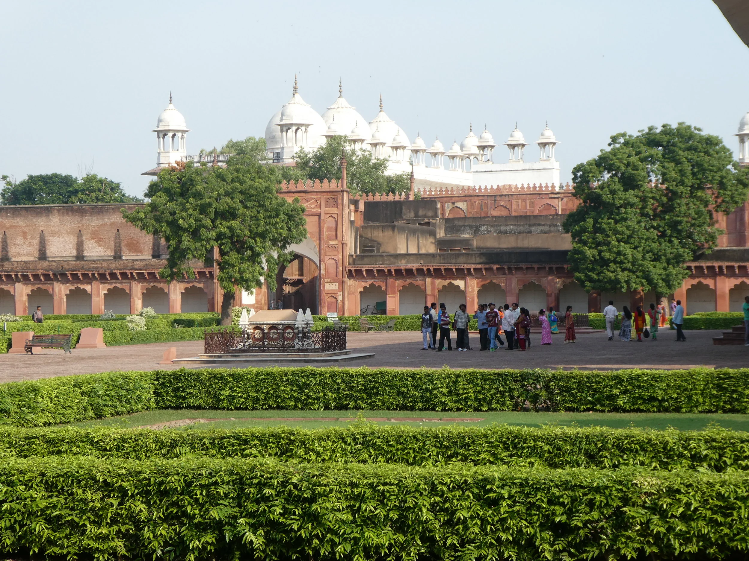 On the grounds of the Red Fort.