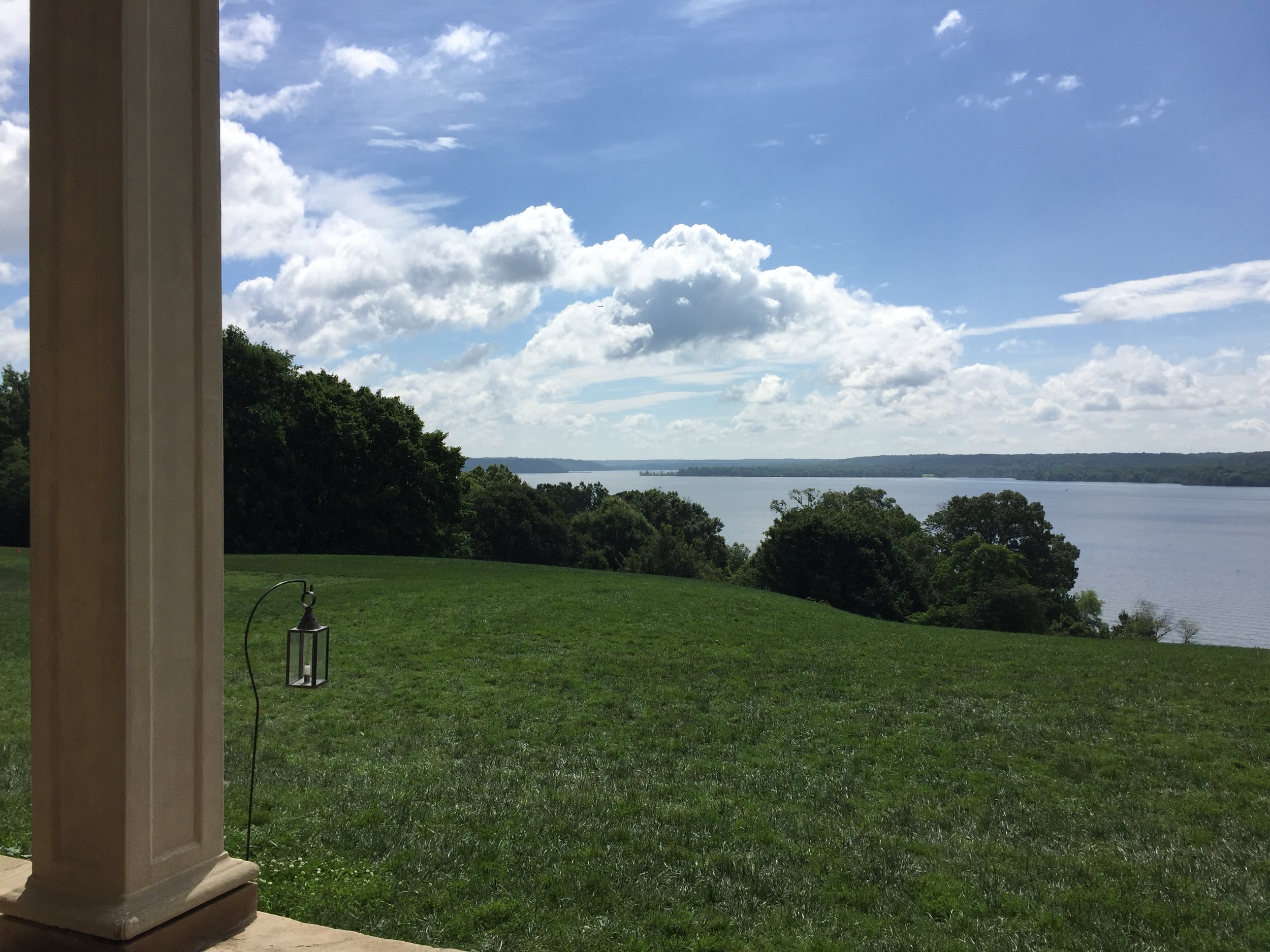 The view from the back portico at Mount Vernon, across the Potomac River and into Maryland, remains largely undeveloped due in part to the efforts of the Mount Vernon Ladies Association.