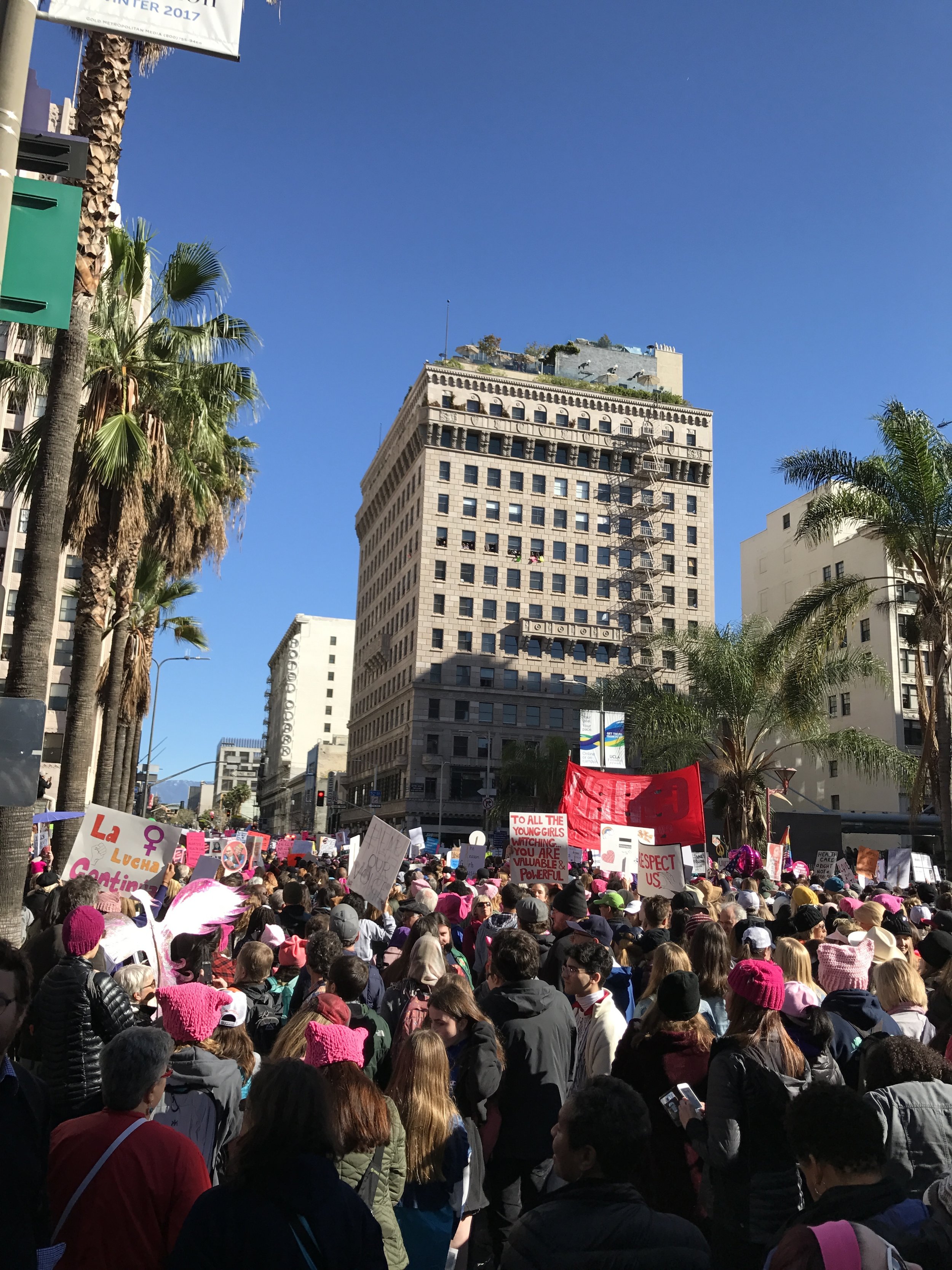 Getting ready to march from Pershing Square.