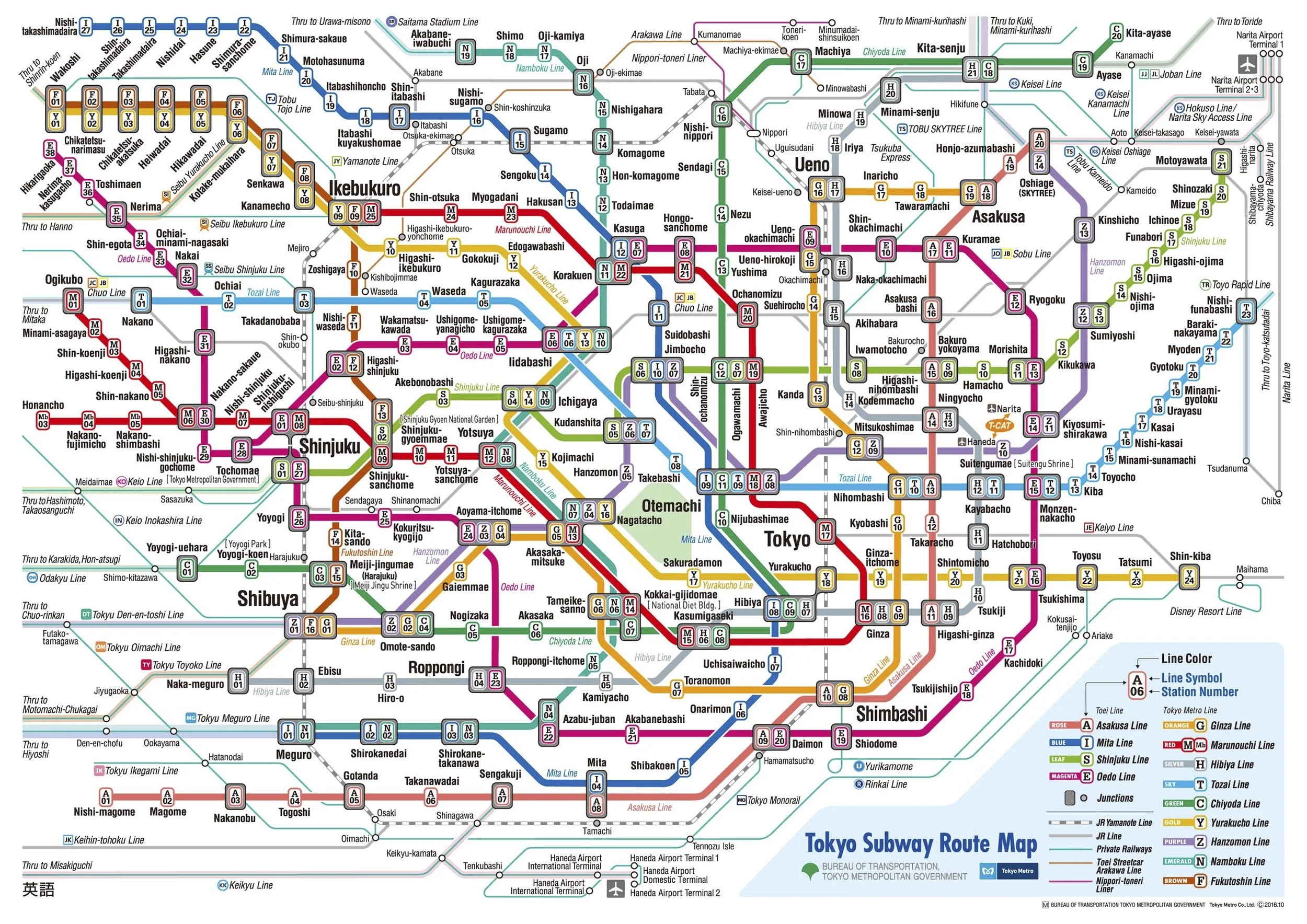 Tokyo subway map, via Tokyo Metro .