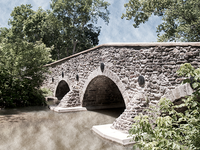 John's Burnt Bridge, built between 1800-1824. Rehabilitation occurred in 2005-2006.