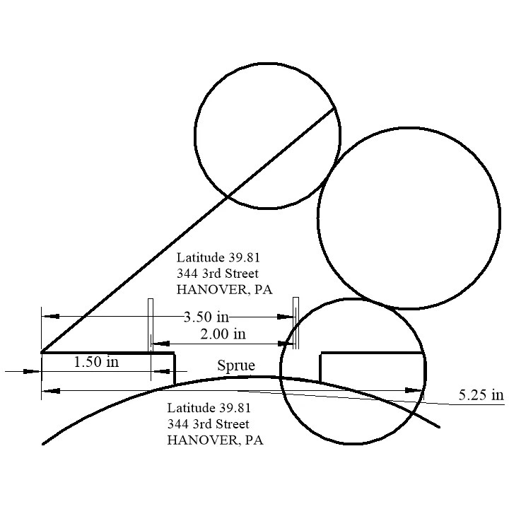 CAD drawing of the custom gnomon - courtesy of Chet Roberts/ANCR Sundials