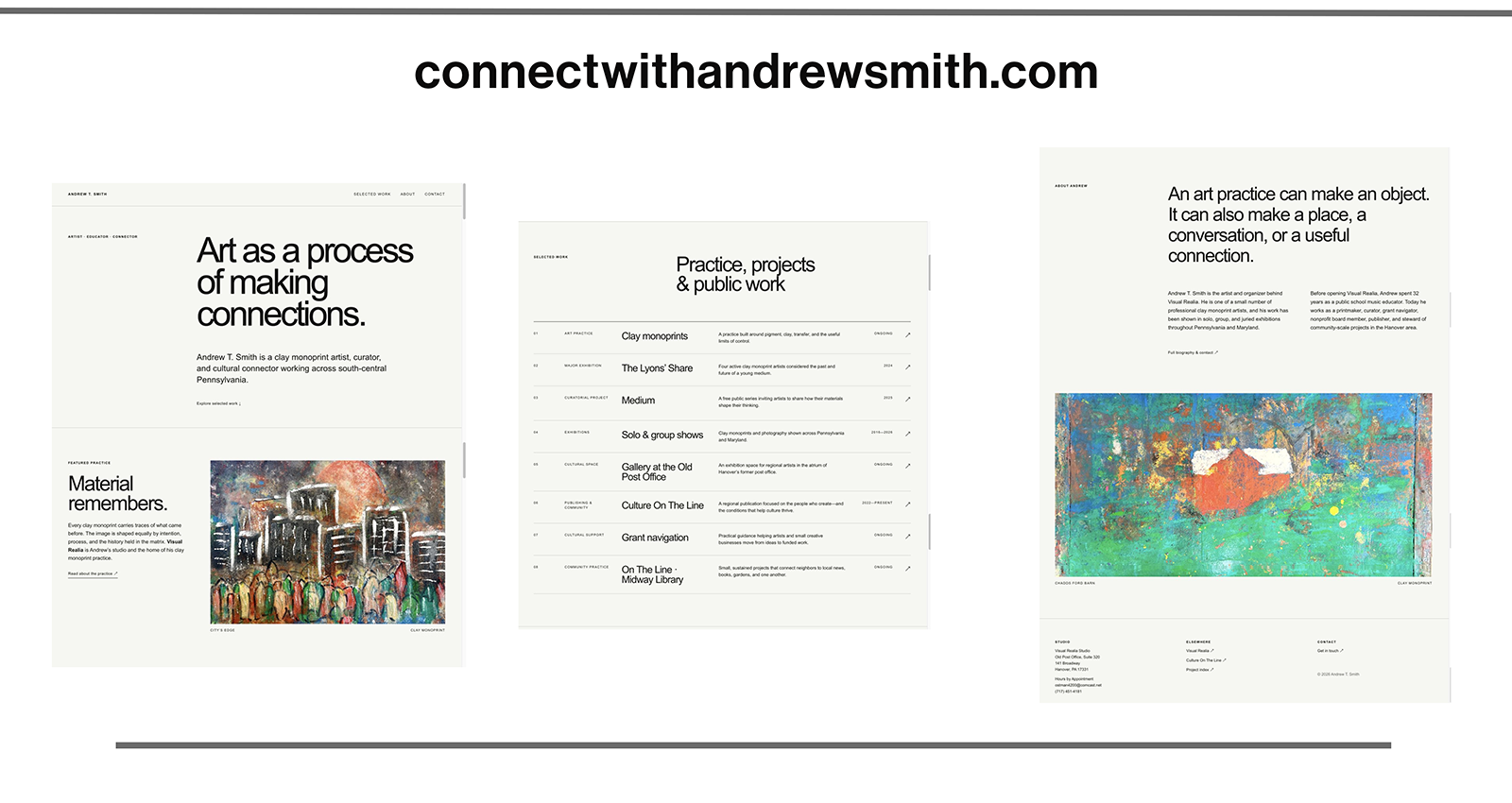 Screenshots of connectwithandrewsmith.com