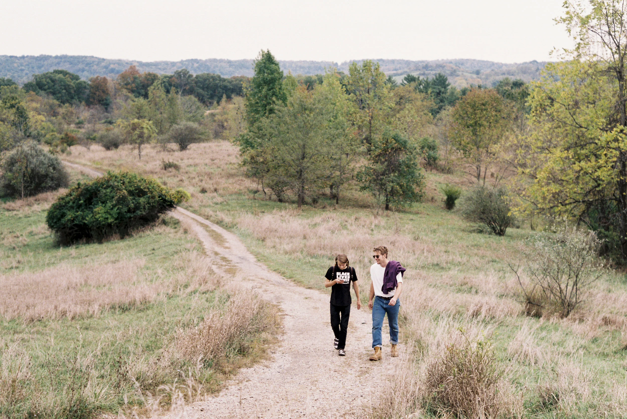 Daniel Kingston and Michael Mayberry along the trail to Radar Hill. Athens, OH