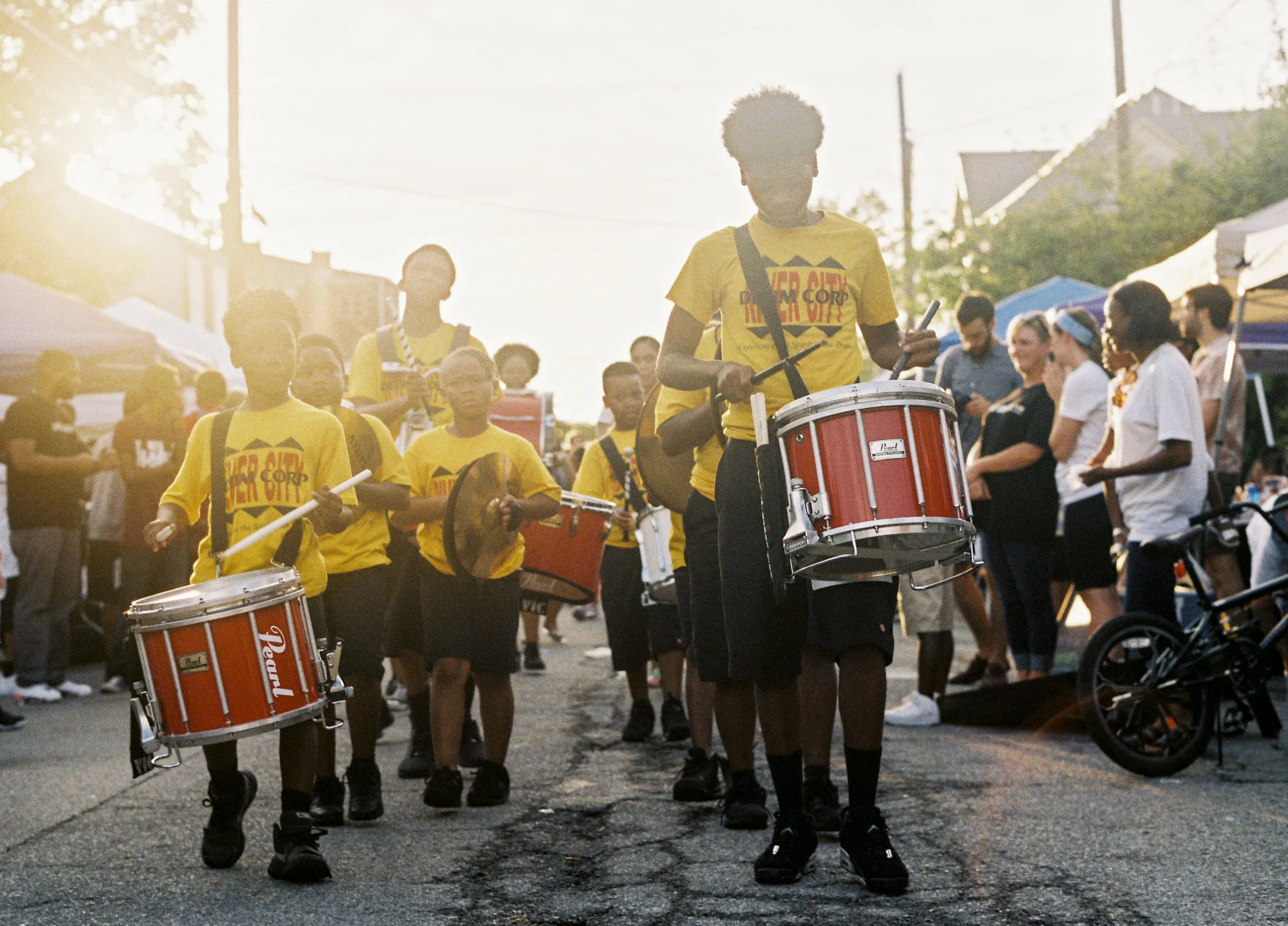 The River City Drum Corp performs at the Smoketown Get Down for Democracy on September 16, 2016.