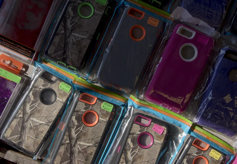  iPhone cases for sale at the Bull Creek Flea Market along U.S. Route 23 in Prestonburg, Ky. 