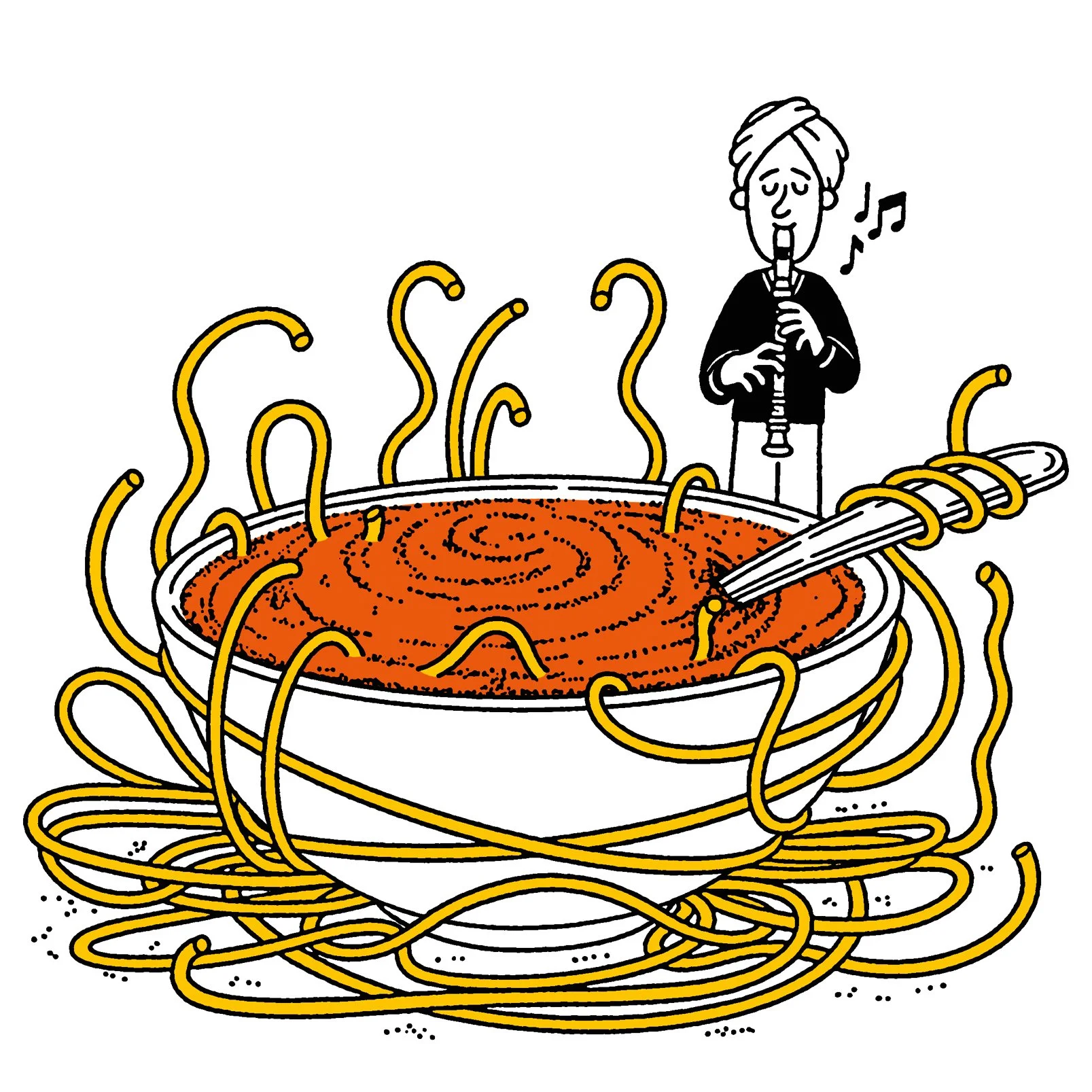 Italian Trattoria - Food Life Spaghetti Dance - Illustration - Arnaud Boutin
