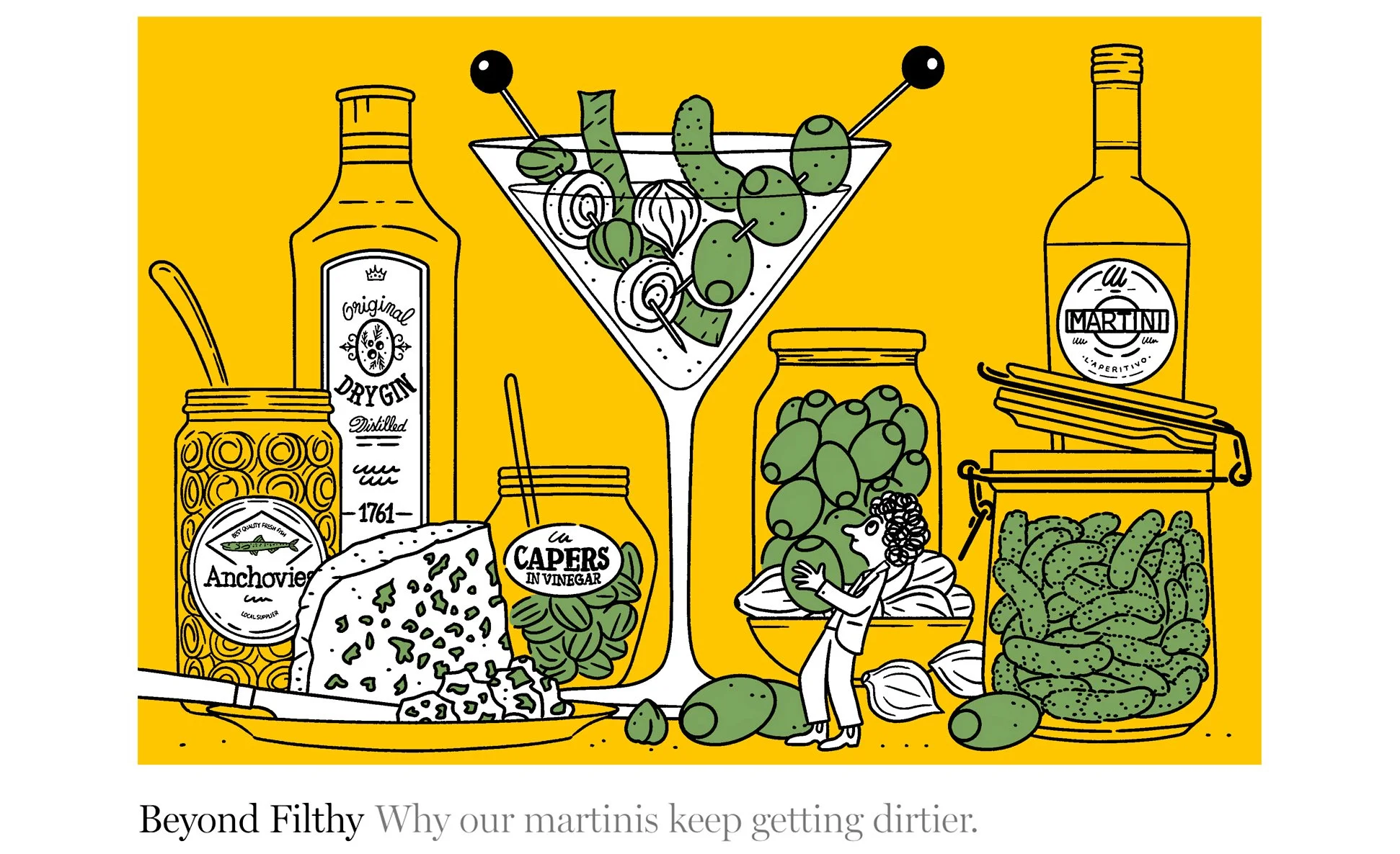 DIRTY MARTINI - Spirits - Cocktail - illustration - Arnaud Boutin - NEW YORK MAGAZINE