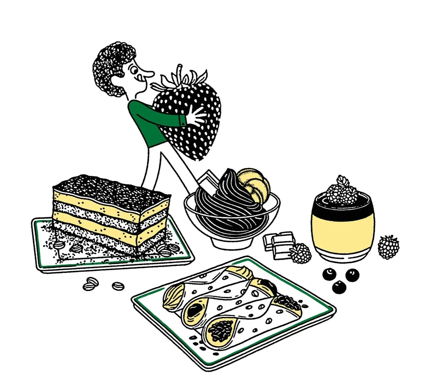 Italian Trattoria - Food Life desserts - Illustration - Arnaud Boutin